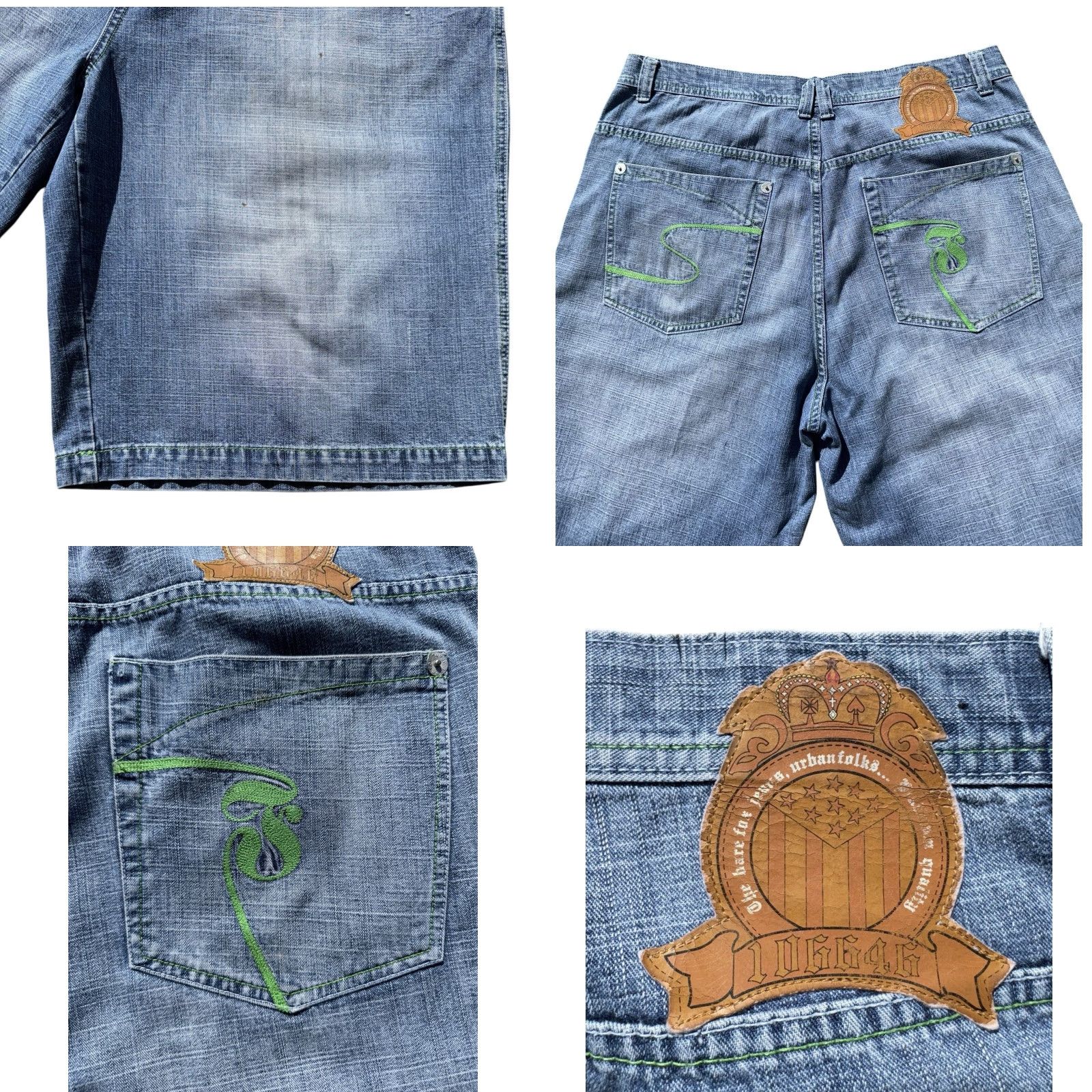 Vintage VINTAGE Barefox Bermuda Shorts Men 42 Light Wash Embroidered Pockets Green Blue Y2K Urbanfolks Jean Shorts Size US 42 / EU 58 - 8 Thumbnail
