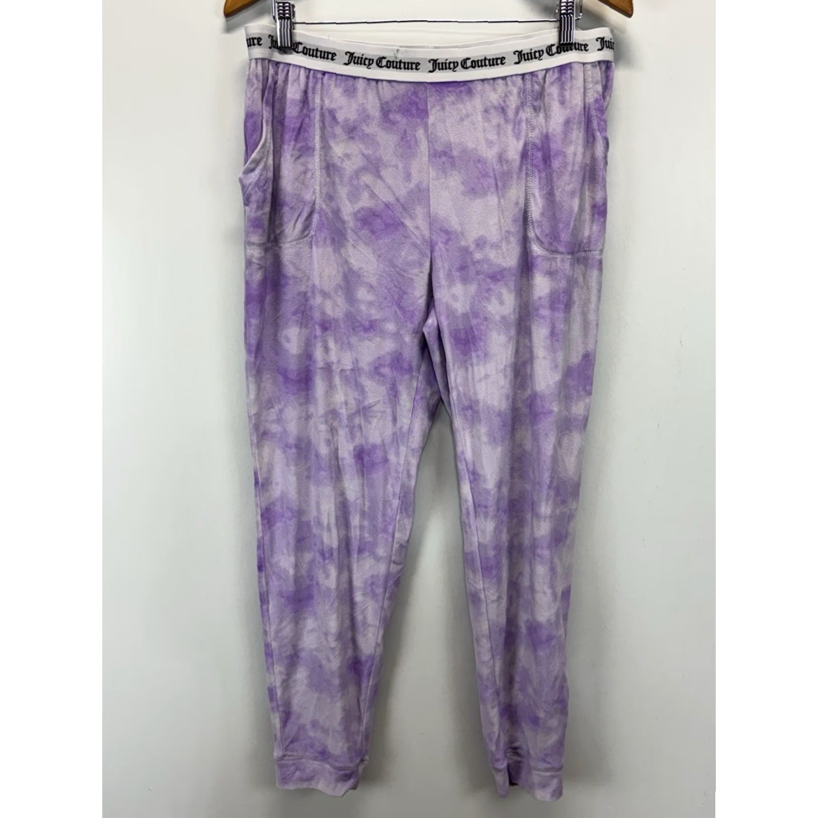 Juicy Couture VINTAGE Juicy Couture Pajama Set Velour 2 Piece Women XL Purple Tie Dye Pockets Lounge Sleepwear - Womens XL Size ONE SIZE - 7 Thumbnail