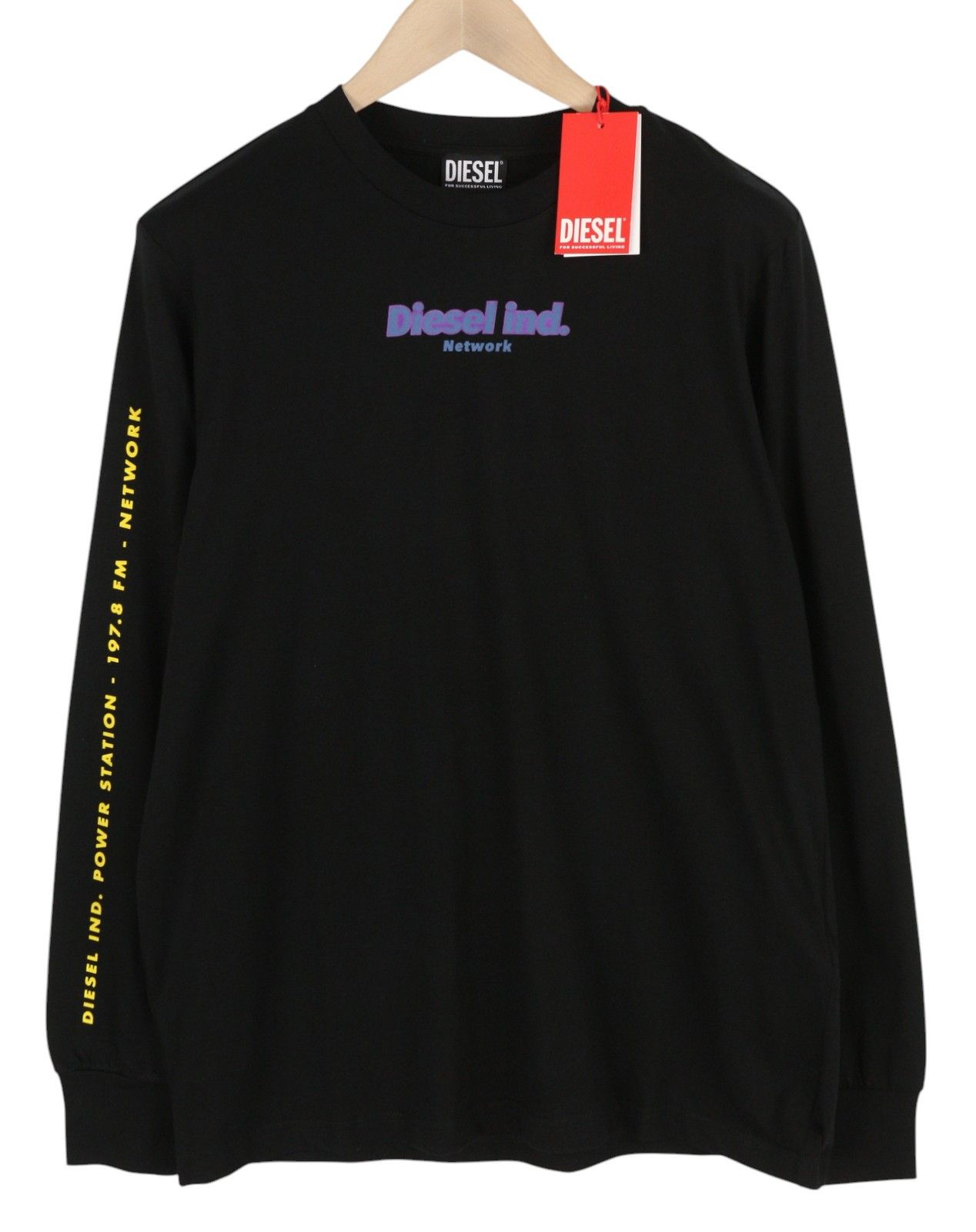 Diesel T-JUST-LS-E4 M Black Tricot Printed T-Shirt 41000 Size US M / EU 48-50 / 2 - 1 Thumbnail