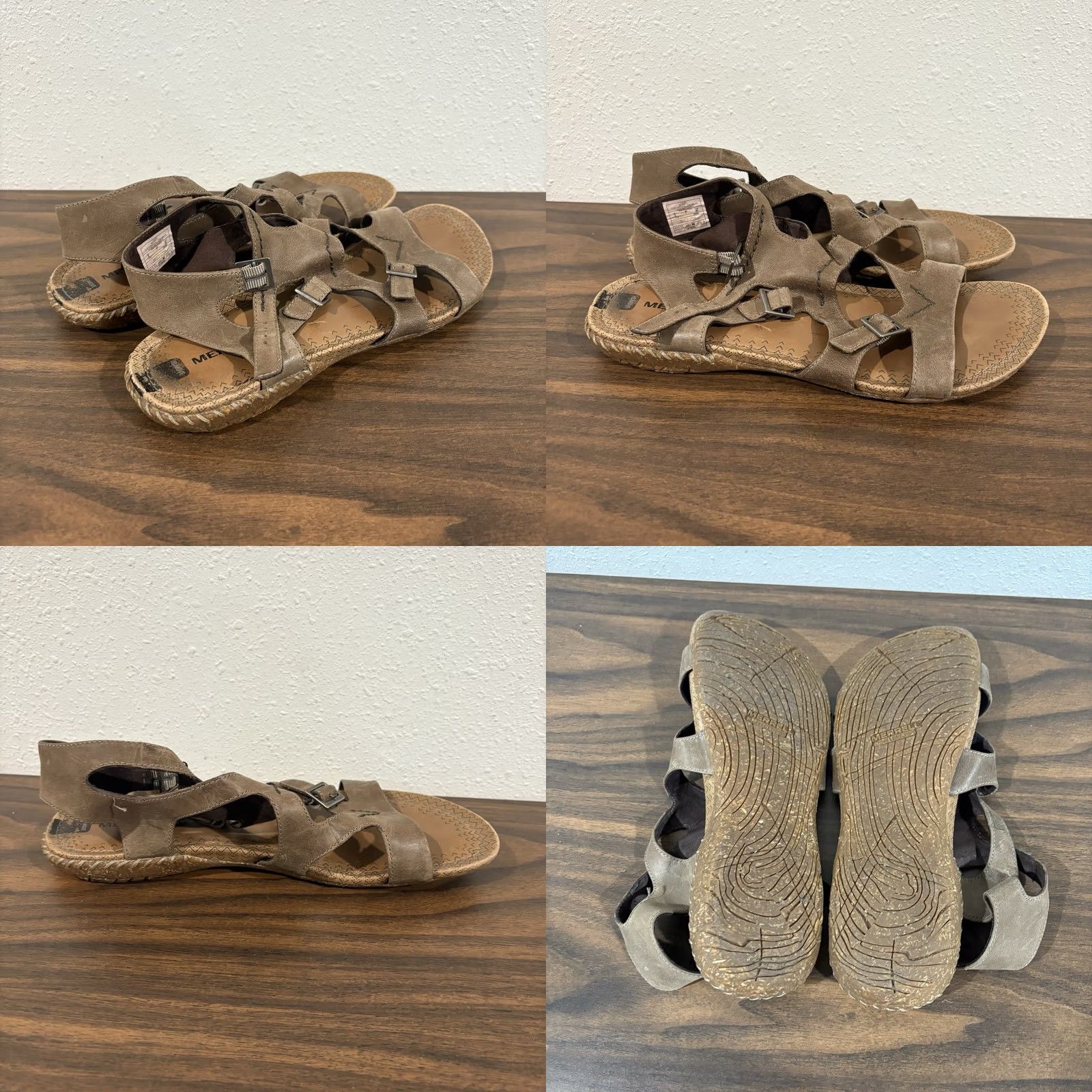 Merrell Womens Sandal 9 Flaxen Taupe Gladiator Casual 