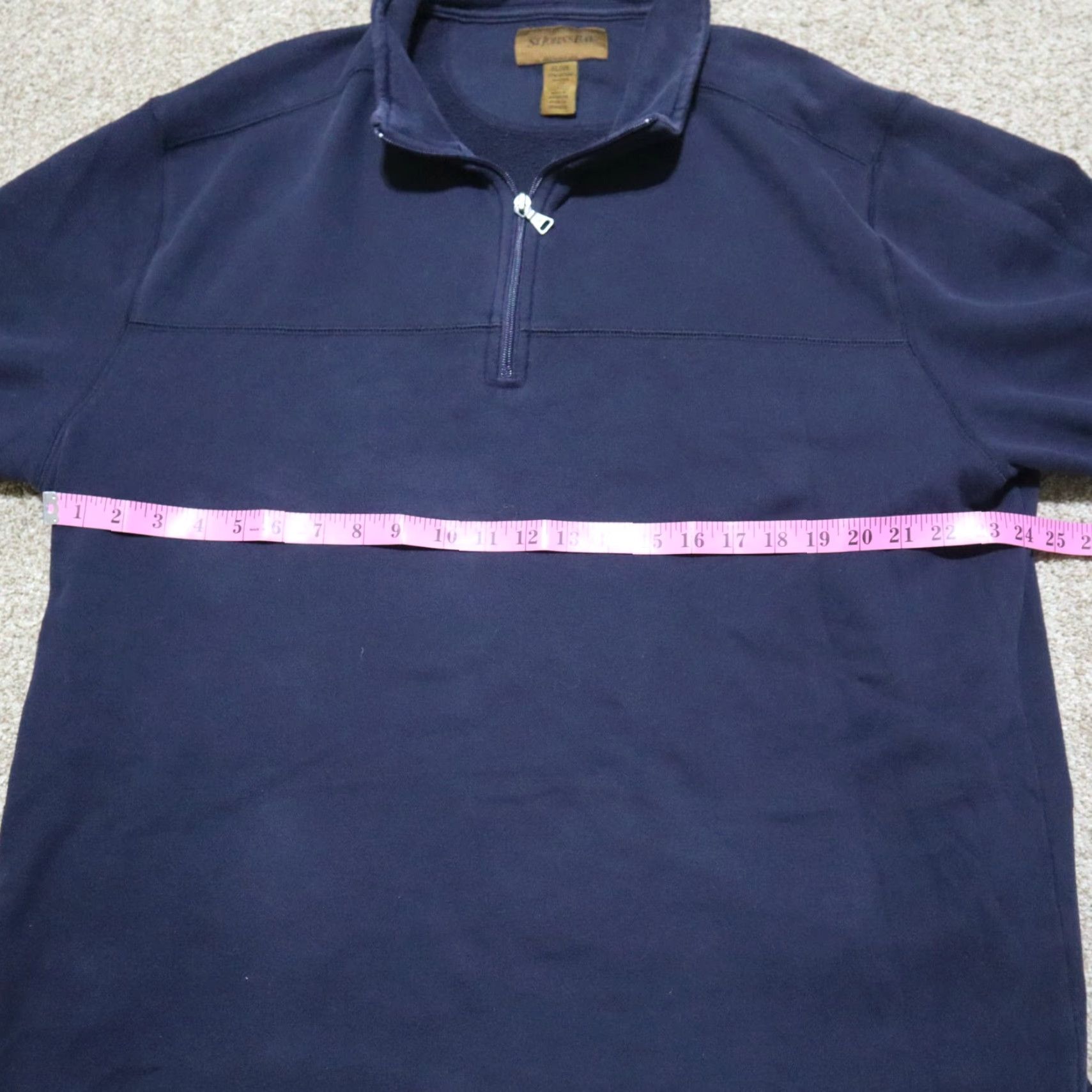 Vintage St. John's Bay Sweater 1/4 Zip Navy Blue Crew Neck Pullover Men's XL Cardinal Classic Solid Knit Casual Size US XL / EU 56 / 4 - 4 Thumbnail