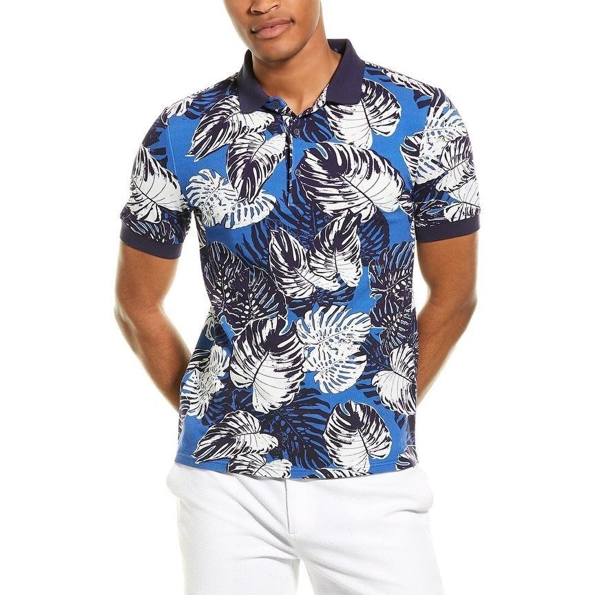 Other Paisley & Gray Mens Slim Fit Blue Tropical Polo Short Sleeve Size US L / EU 52-54 / 3 - 1 Thumbnail