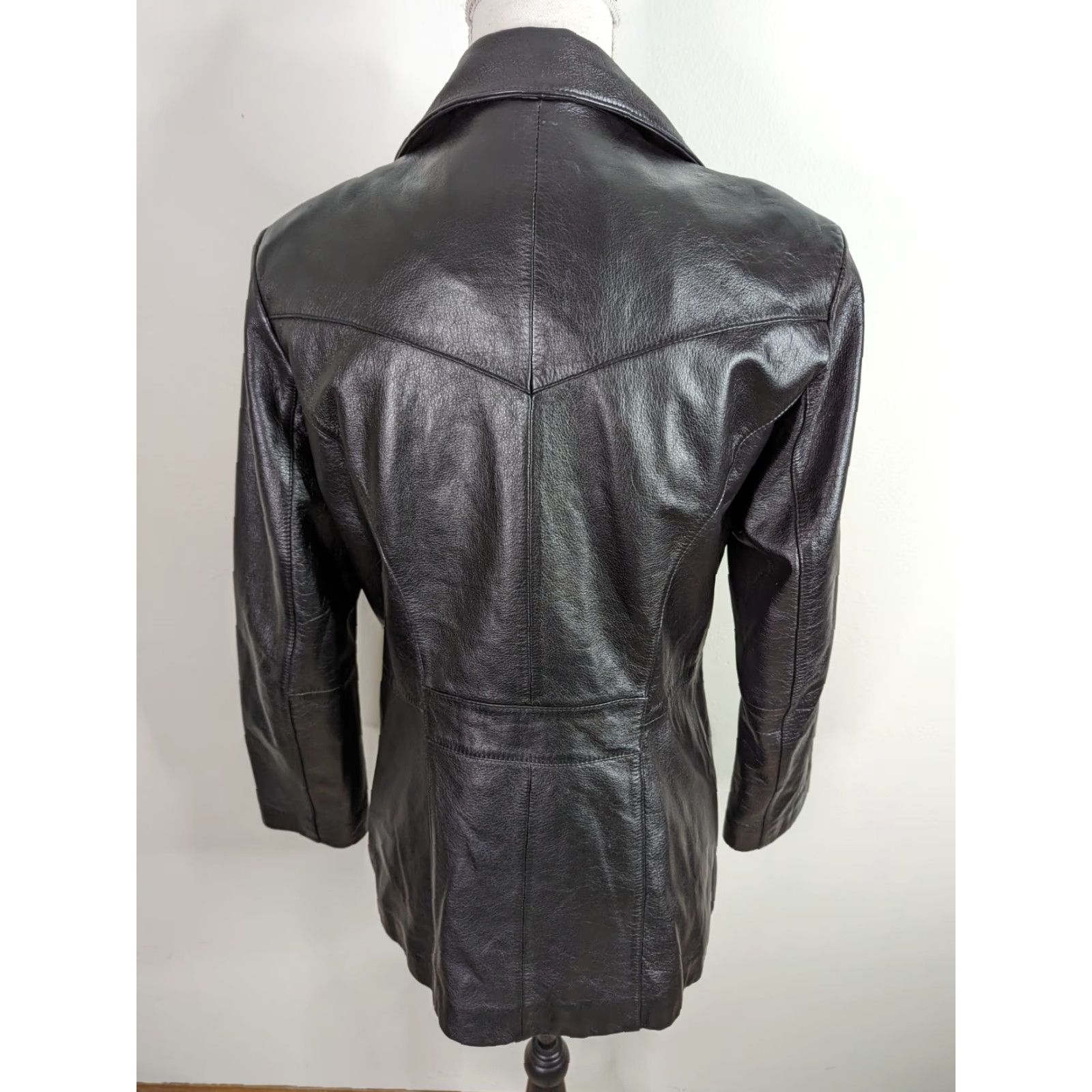 Wilson VINTAGE Wilson Y2K Black Moto Bomber Leather Jacket Coat Womens M" Size M / US 6-8 / IT 42-44 - 3 Thumbnail
