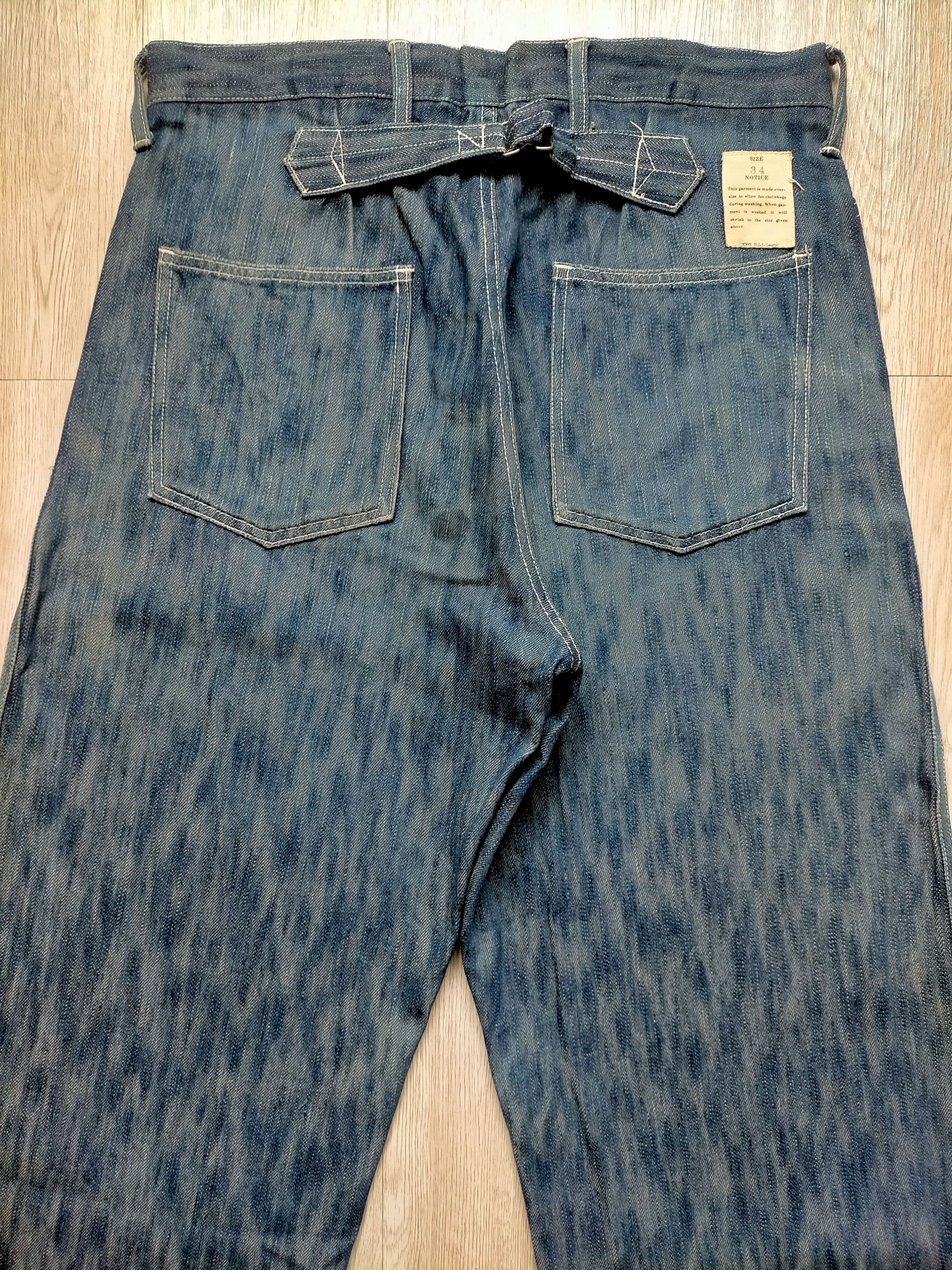 Dry Bones 🔥Rare Vtg Dry Bones 1930s-40s Buckle back Wide Leg Jeans Size US 33 - 9 Thumbnail