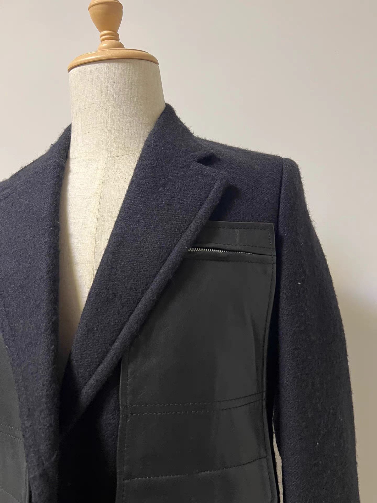 Maison Margiela Maison Martin Margiela Men's Leather Panel Wool Coat K9 Size US M / EU 48-50 / 2 - 4 Thumbnail