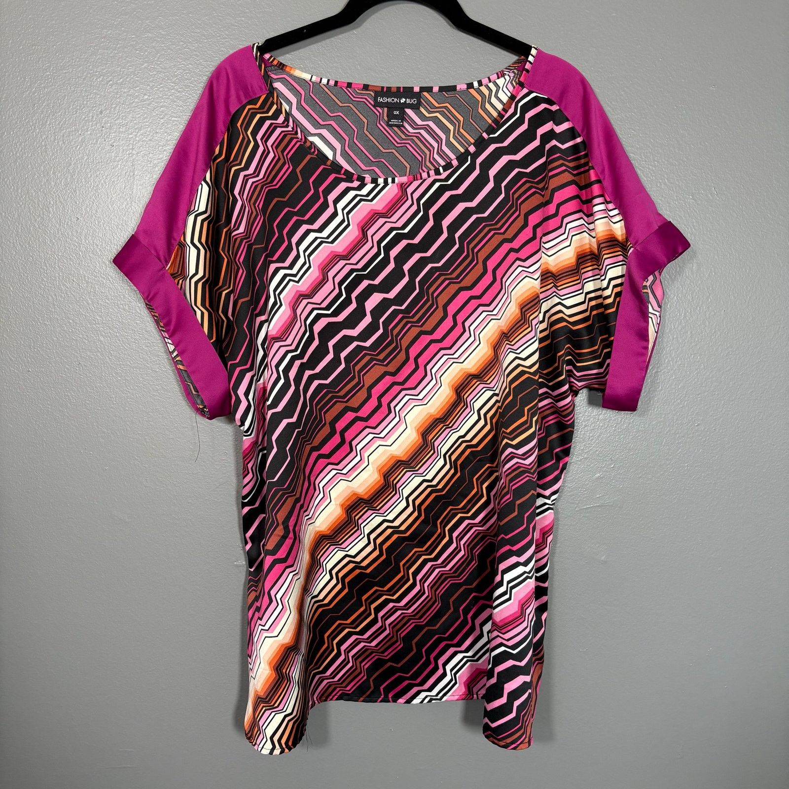 Other Fashion Bug Bright Pink & Black Y2K Funky Print Bold Top Size XL / US 12-14 / IT 48-50 - 1 Thumbnail