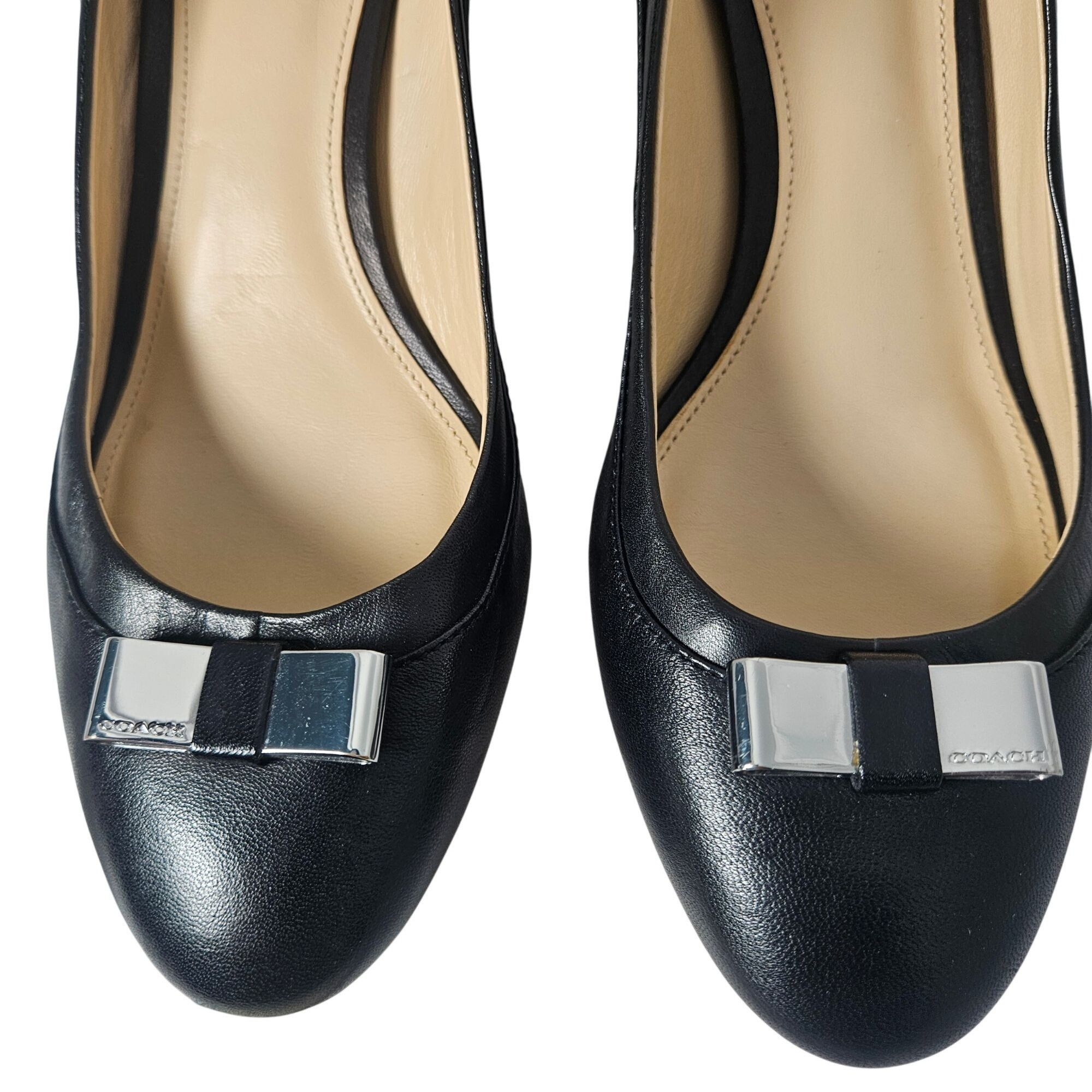 Coach Women’s Black Leather Wedge Heels 6.5B Quiet Luxury, O
