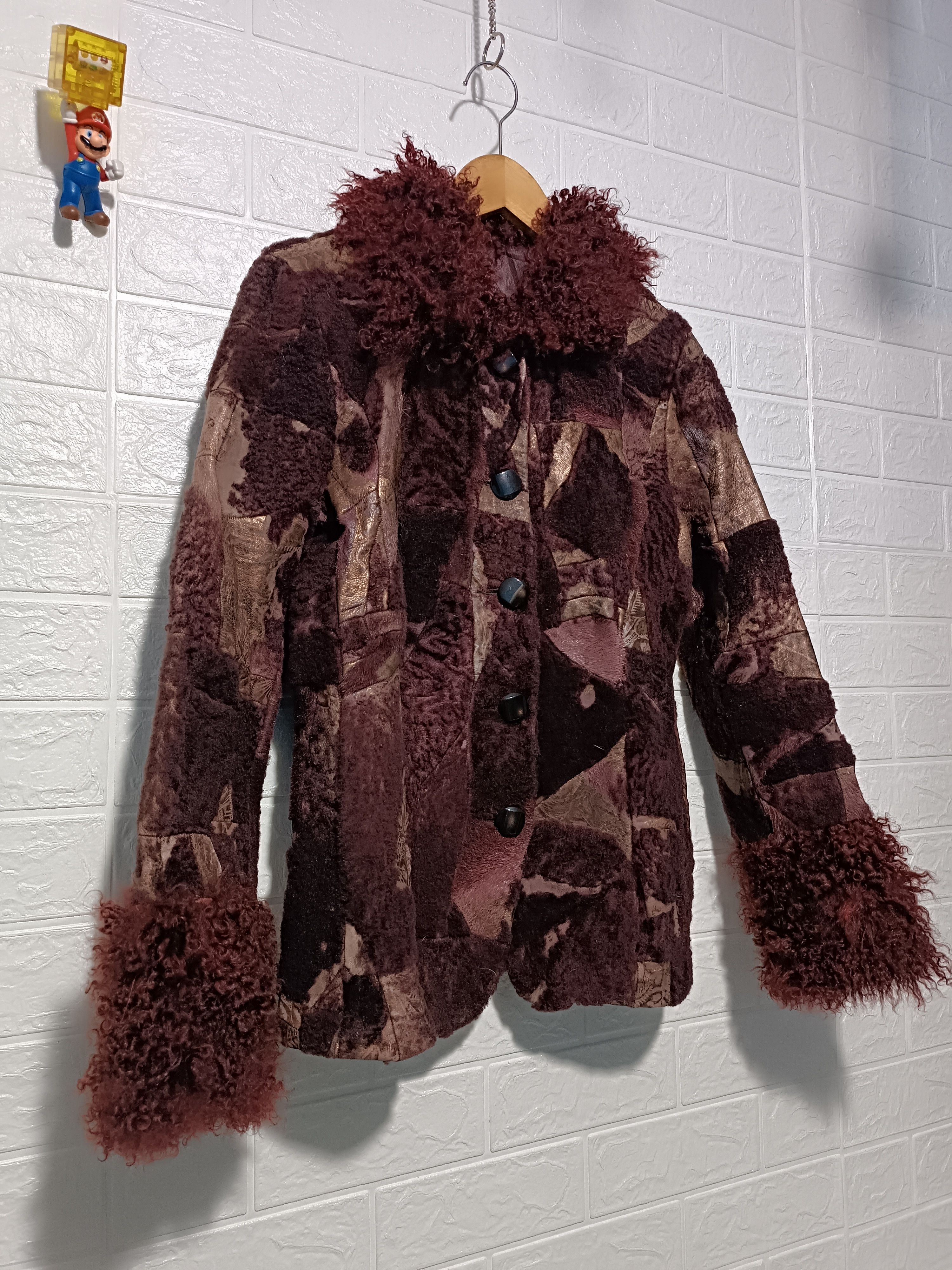 Other Extra Fine Leather Jacket Fur Mix Pabric Coats Red Purple Size ONE SIZE - 3 Thumbnail