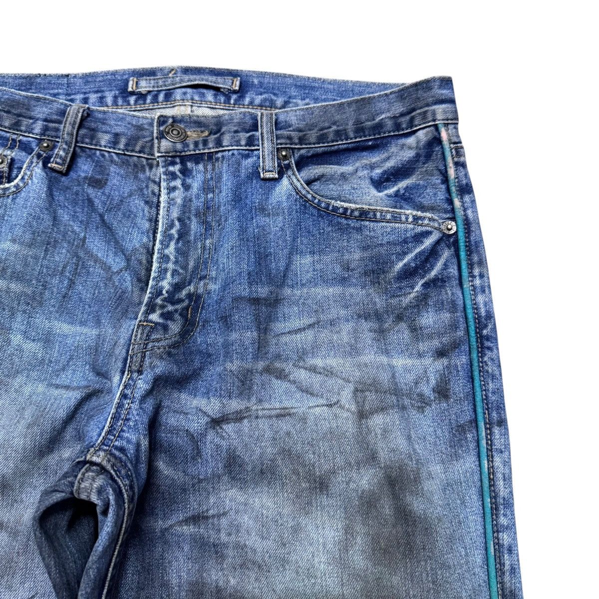 PPFM PPFM Distressed Denim Painted Airbrush Side Striped Jeans Size US 33 - 5 Thumbnail