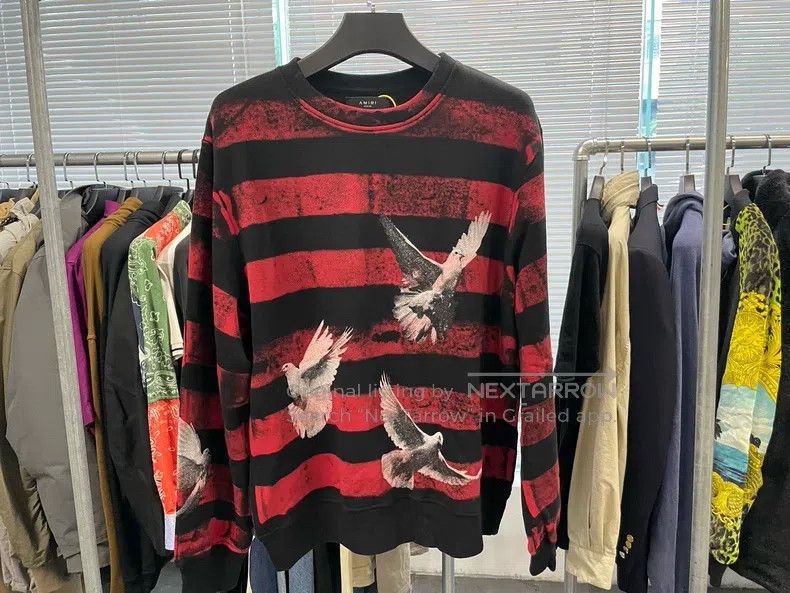 Amiri Amiri Size M Red and black striped dove sweater Size US M / EU 48-50 / 2 - 1 Thumbnail