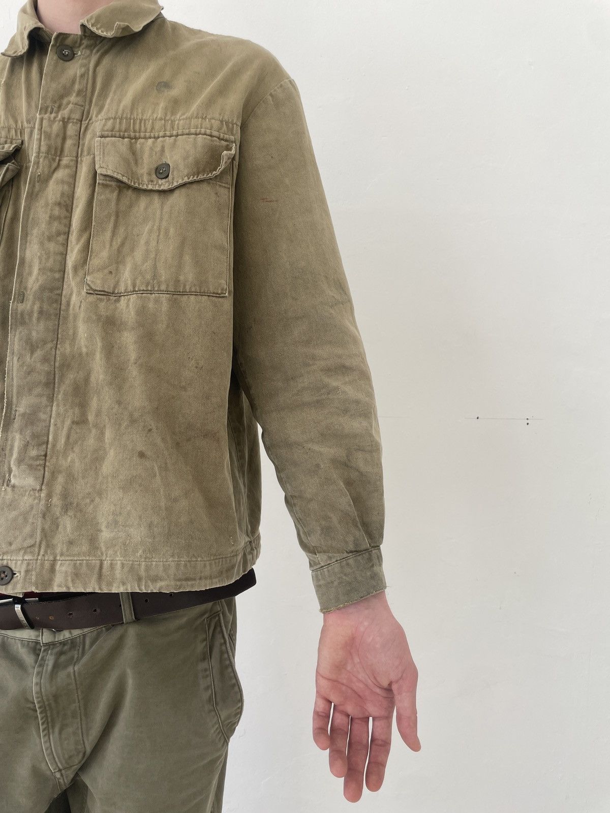 Vintage 50s Vintage Military Eastern Bloc Overshirt Jacket Workwear Size US M / EU 48-50 / 2 - 2 Thumbnail