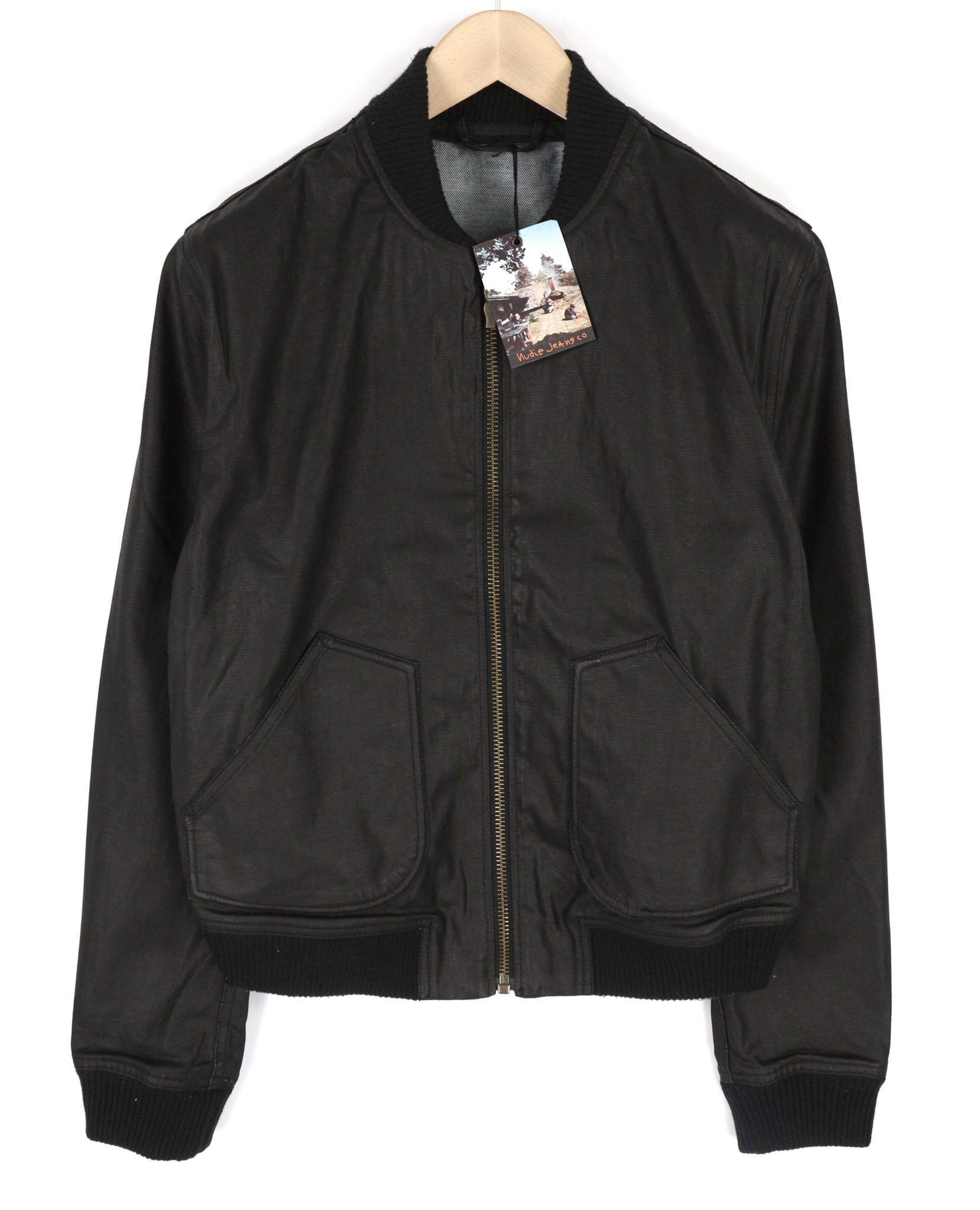 Nudie Jeans SEVERIN COATED DENIM M Black Cotton Bomber 81105 Size US M / EU 48-50 / 2 - 1 Thumbnail