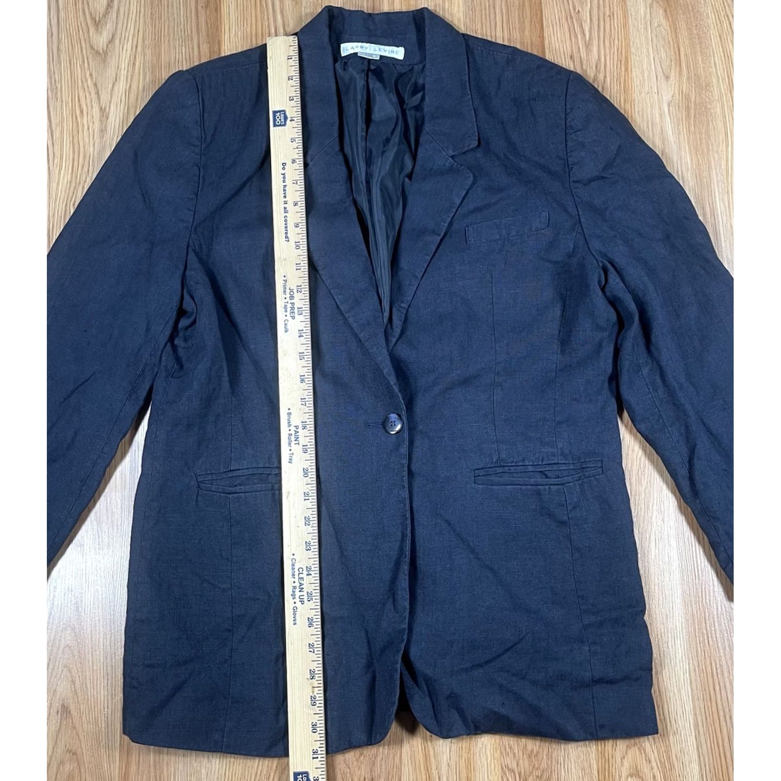 Vintage LARRY LEVINE Blazer Womens 14 100% Linen Blue Sport Coat Jacket Lined Business Jacket Blazer Pants Shirt (adjusted for clarity) Size XL / US 12-14 / IT 48-50 - 3 Thumbnail