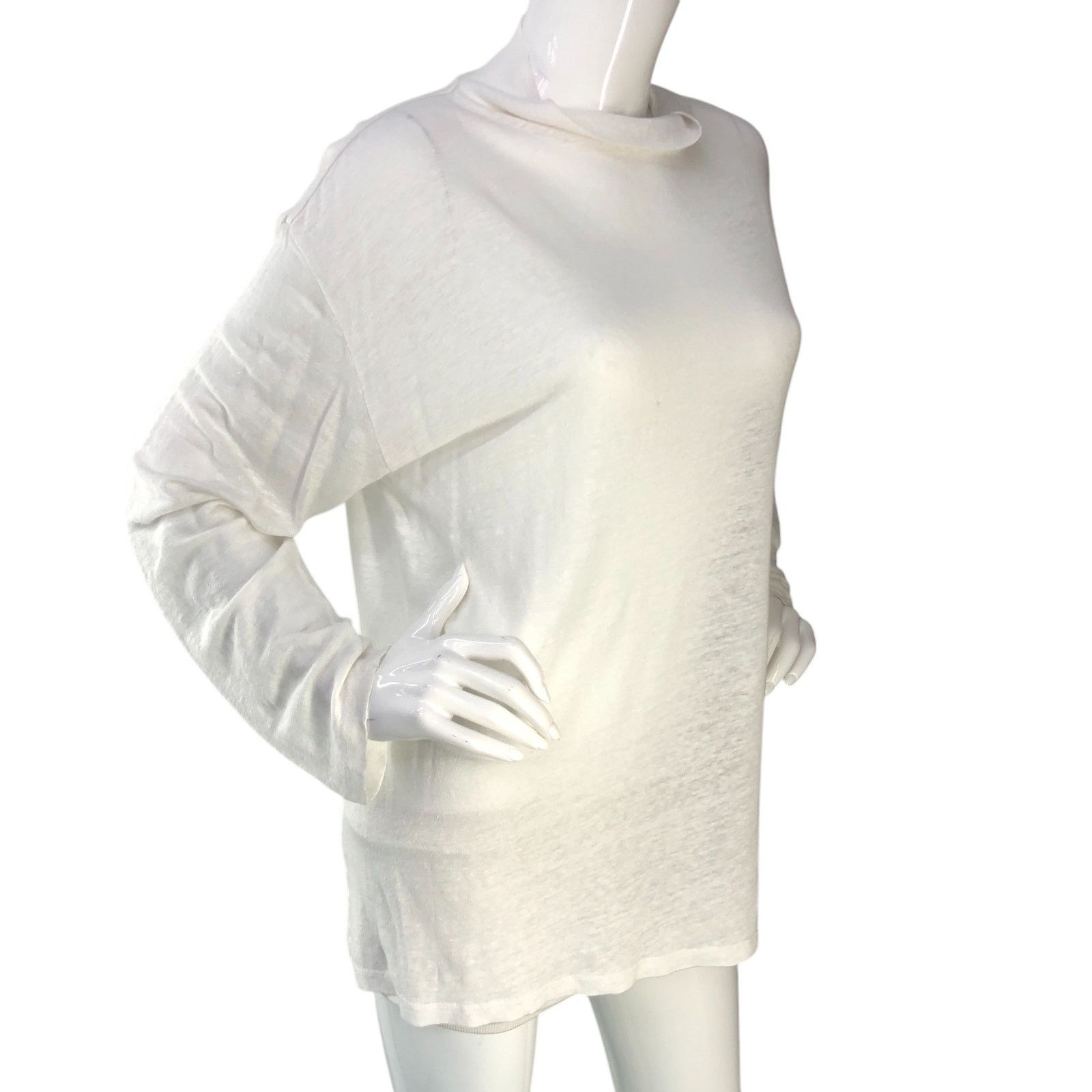 Iro IRO Paris Size S Tunic Top Cowl Neck Long Sleeve Linen White Size S / US 4 / IT 40 - 10 Thumbnail