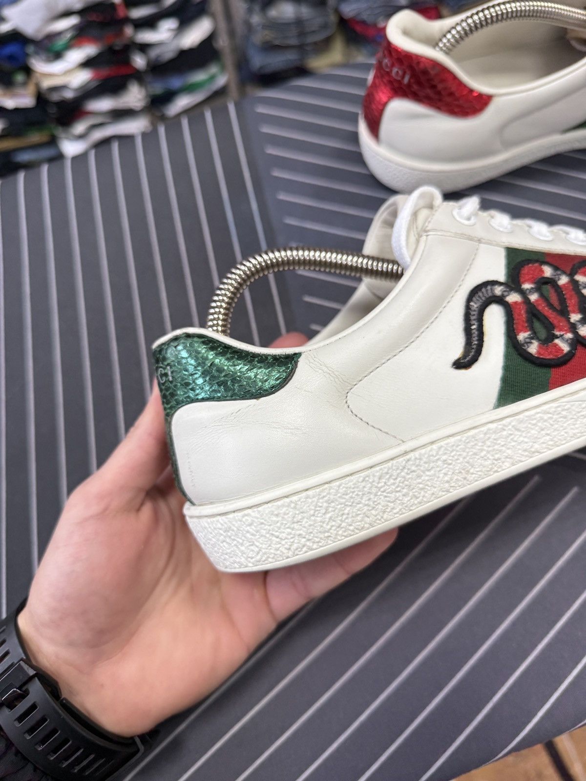 Gucci 🇮🇹 Gucci Ace Snake Embroidered Leather Sneakers Rare Size US 7 / EU 40 - 12 Thumbnail