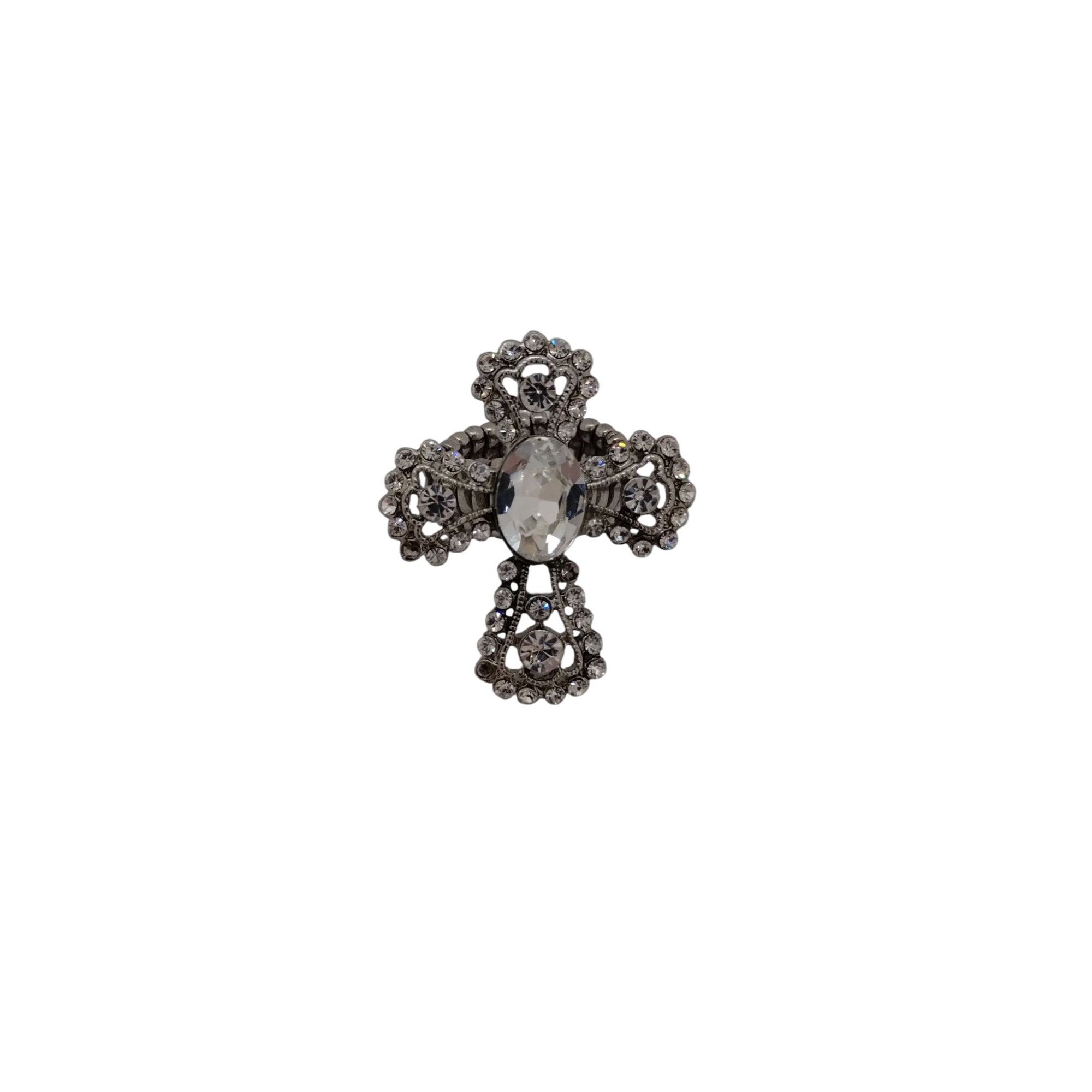 Other Vintage-Style Silver-Tone Cross Adjustable Stretch Ring With Size ONE SIZE - 5 Thumbnail