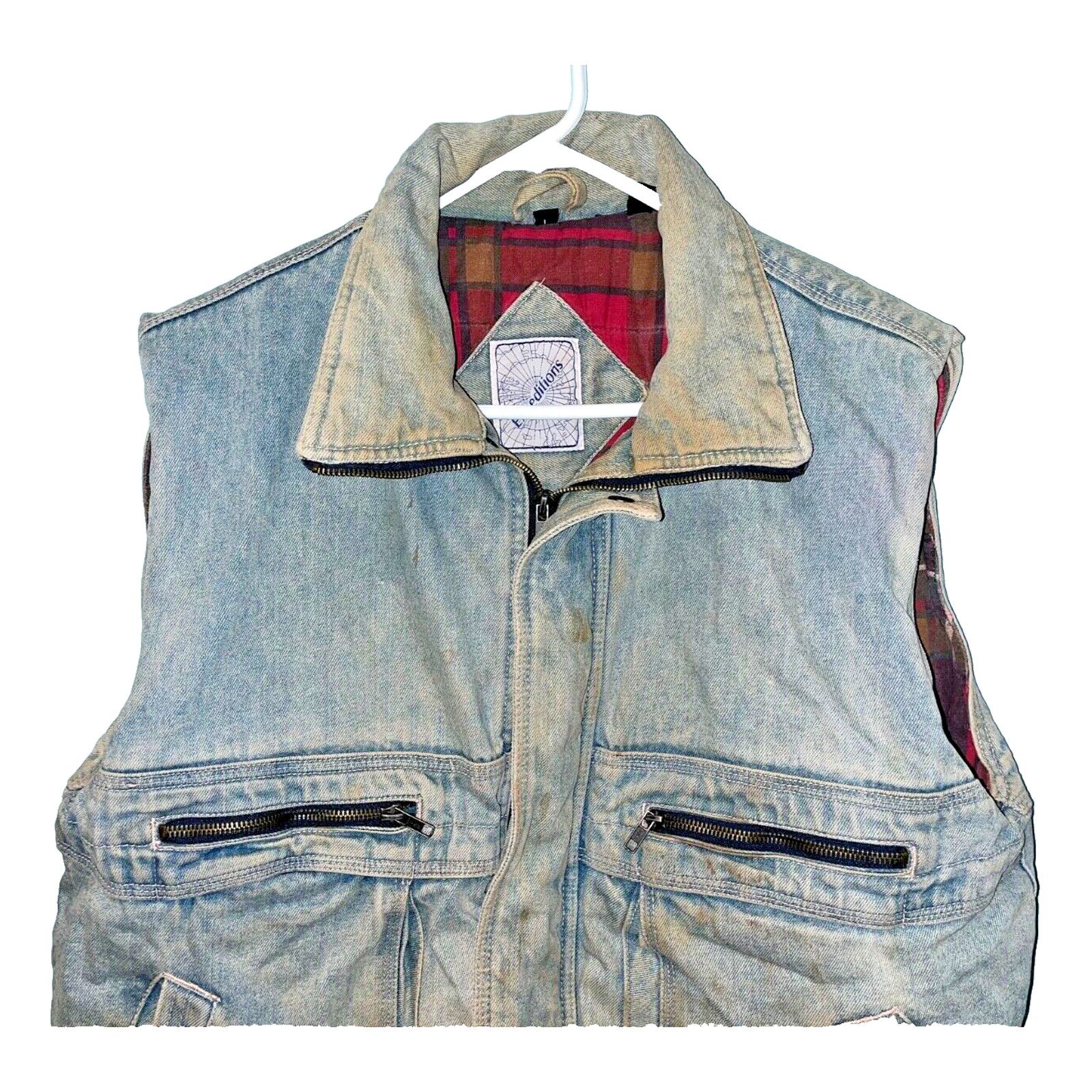 Other Expeditions Denim Vest Flannel Lined Distressed Men’s L Size US L / EU 52-54 / 3 - 4 Thumbnail