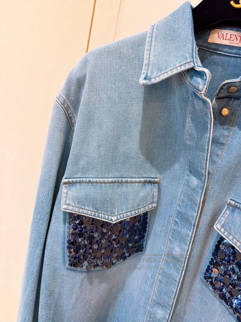Valentino Valentino Sequin pocket shirt-style denim jacket Size XS / US 0-2 / IT 36-38 - 3 Thumbnail