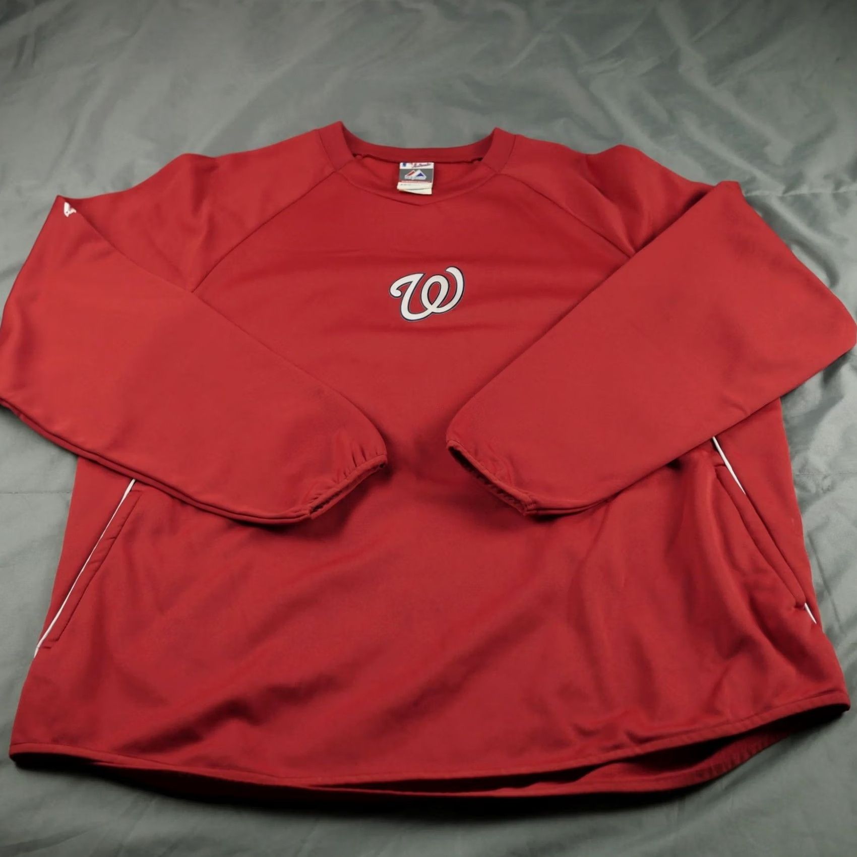 MLB VINTAGE? No. Washington Nationals Pullover Mens XL Red Majestic Therma Base MLB Baseball Sweater Size US XL / EU 56 / 4 - 2 Thumbnail