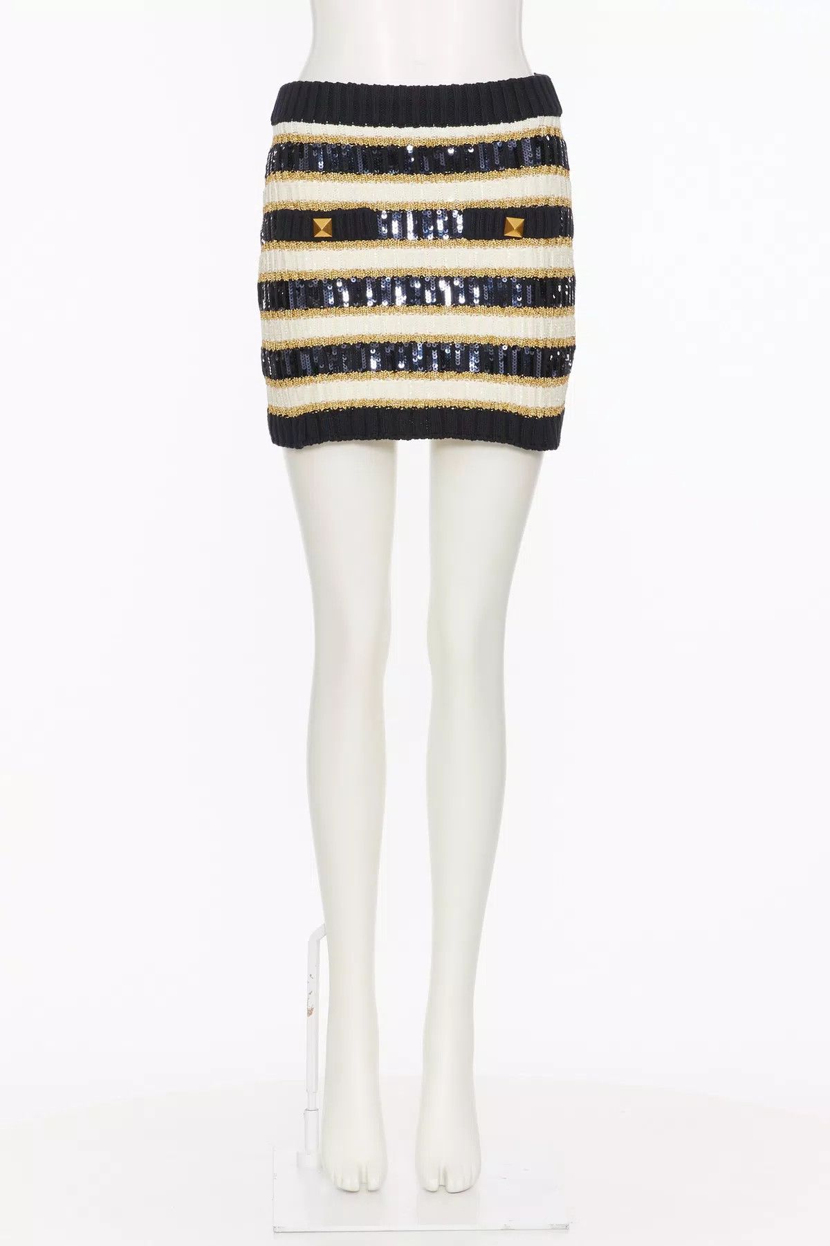 Valentino o1s1wg110925 Mini Skirt in Nevy Blue/Avorio Size 26" / US 2 / IT 38 - 1 Thumbnail