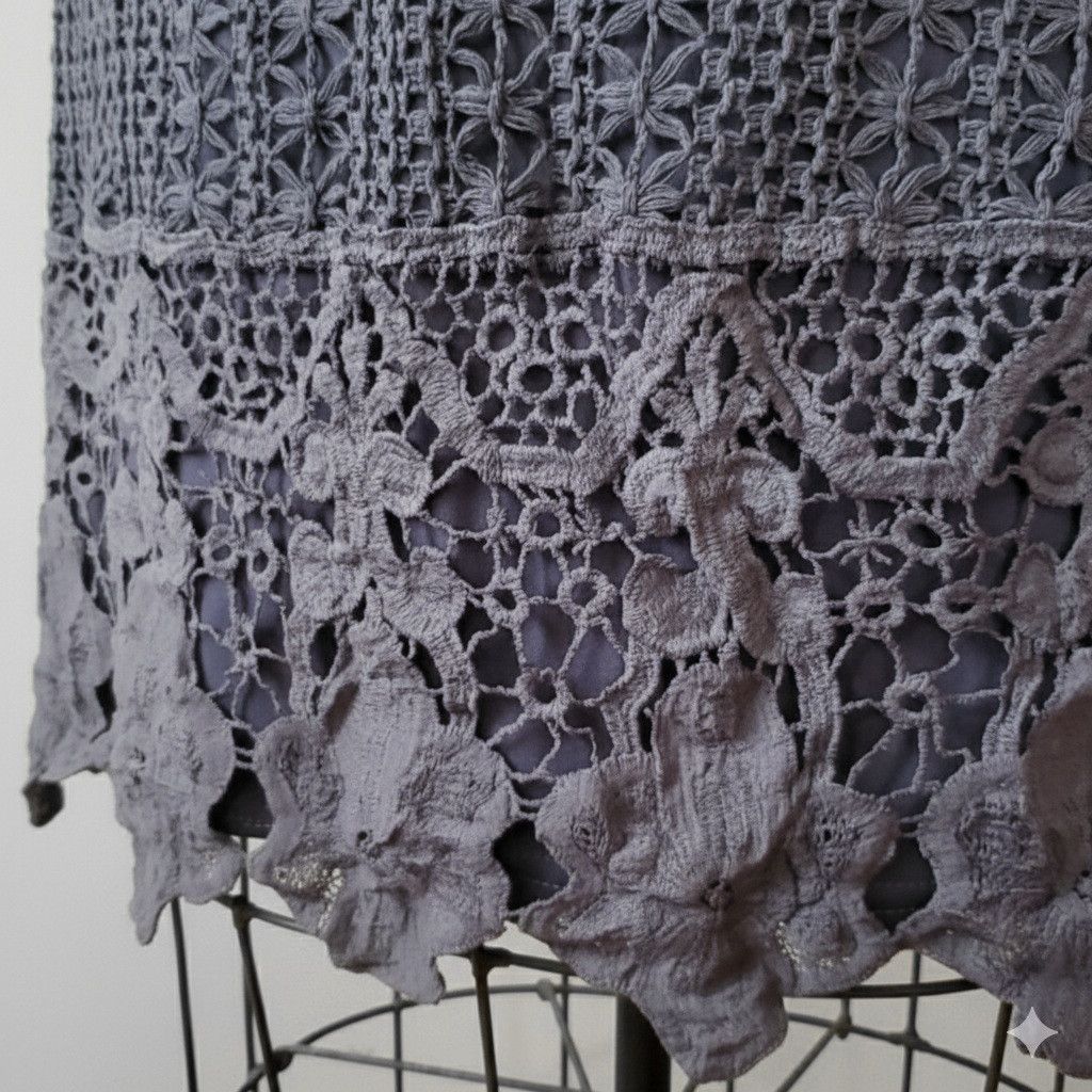 Other Mikarose Size S/M Dress Lydia Dusty Blue Crochet Overlay Size S / US 4 / IT 40 - 6 Thumbnail