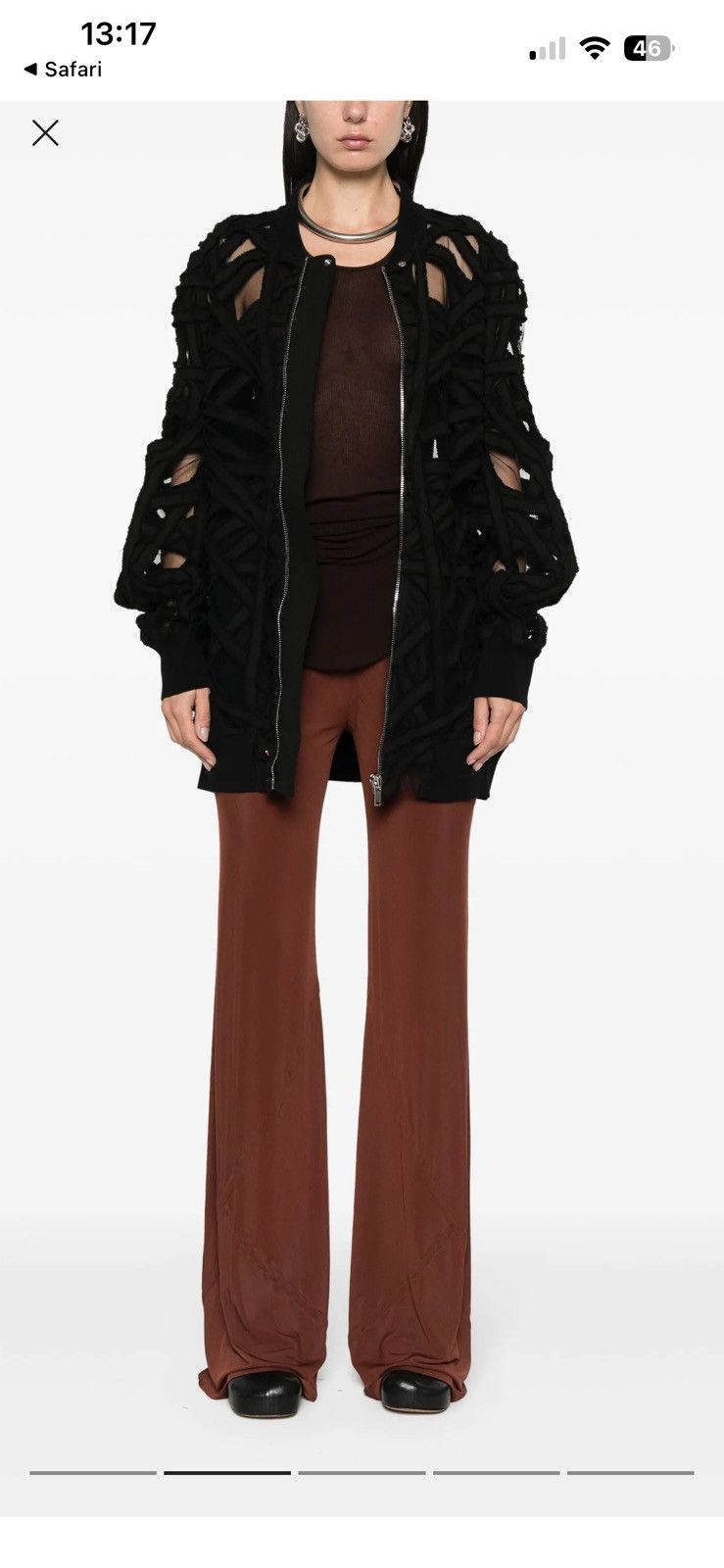 Rick Owens 3105€ Peter Flight Bomber Jacket Tulle 🆕 Size L / US 10 / IT 46 - 2 Thumbnail