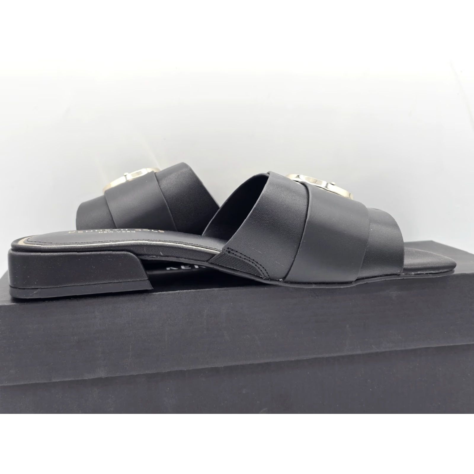 Kenneth Cole Kenneth Cole New York Women's Ingrid Sandal Black/Gold Sz 8 M - Shoes - Sandal - Leather - Slip-On - Adult - Female Size US 8 / IT 38 - 6 Thumbnail