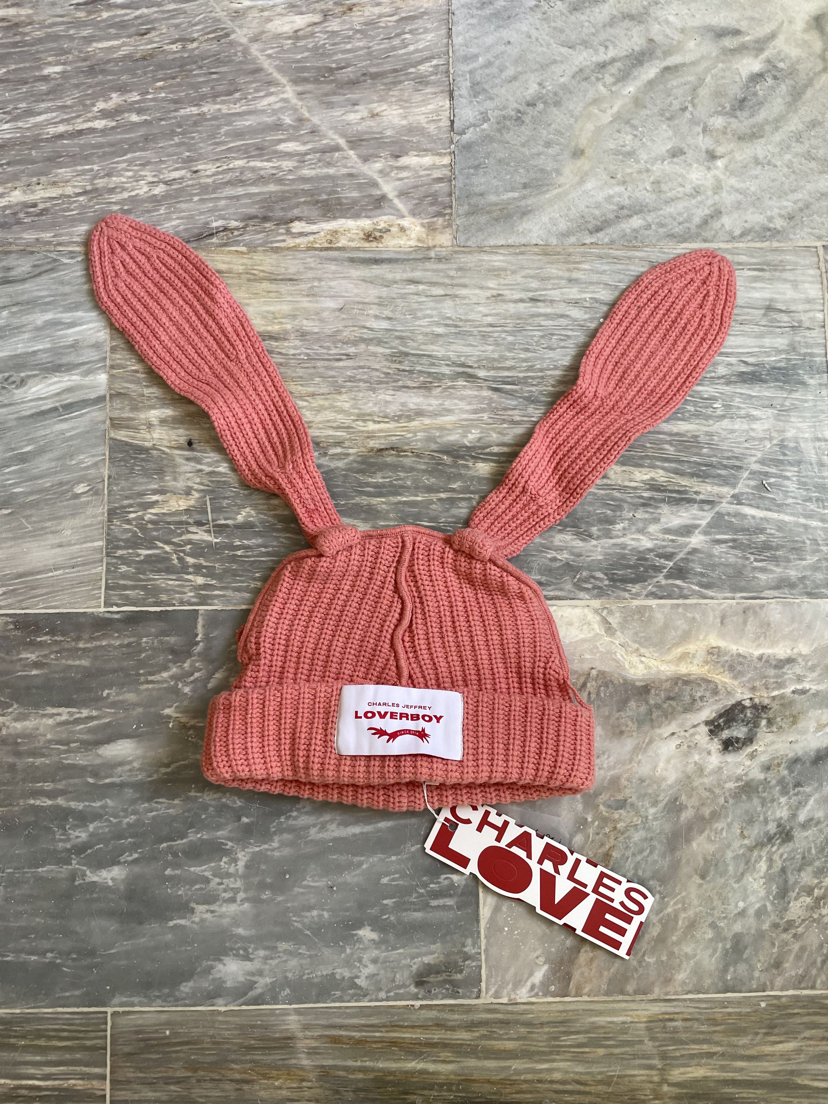Charles Jeffrey LOVERBOY Charles Jefferey LOVERBOY Pink Bunny Beanie Size ONE SIZE - 1 Thumbnail