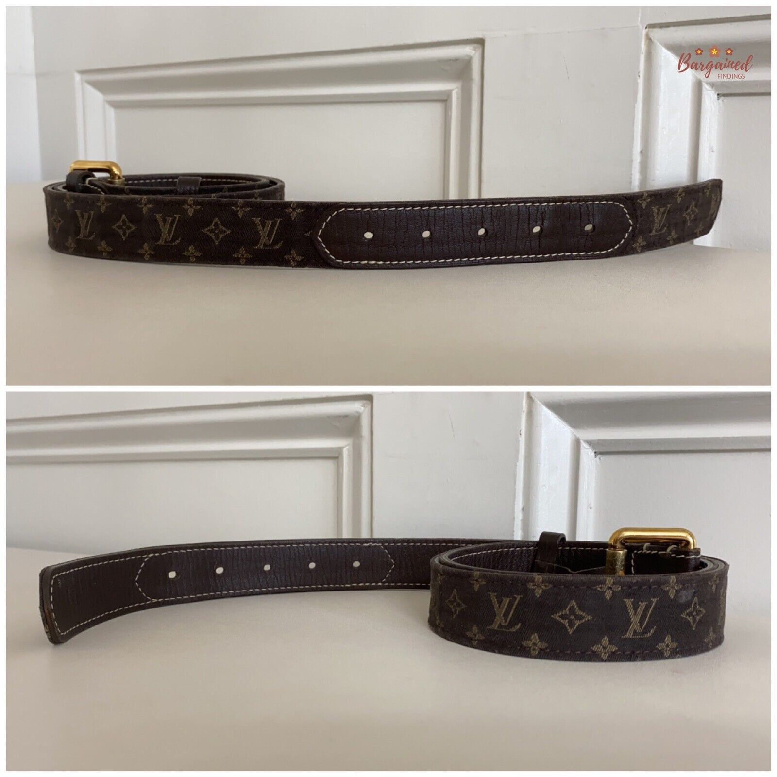 Louis Vuitton Louis Vuitton Monogram Mini Lin Canvas Leather Buckle Belt Size 32 - 3 Thumbnail
