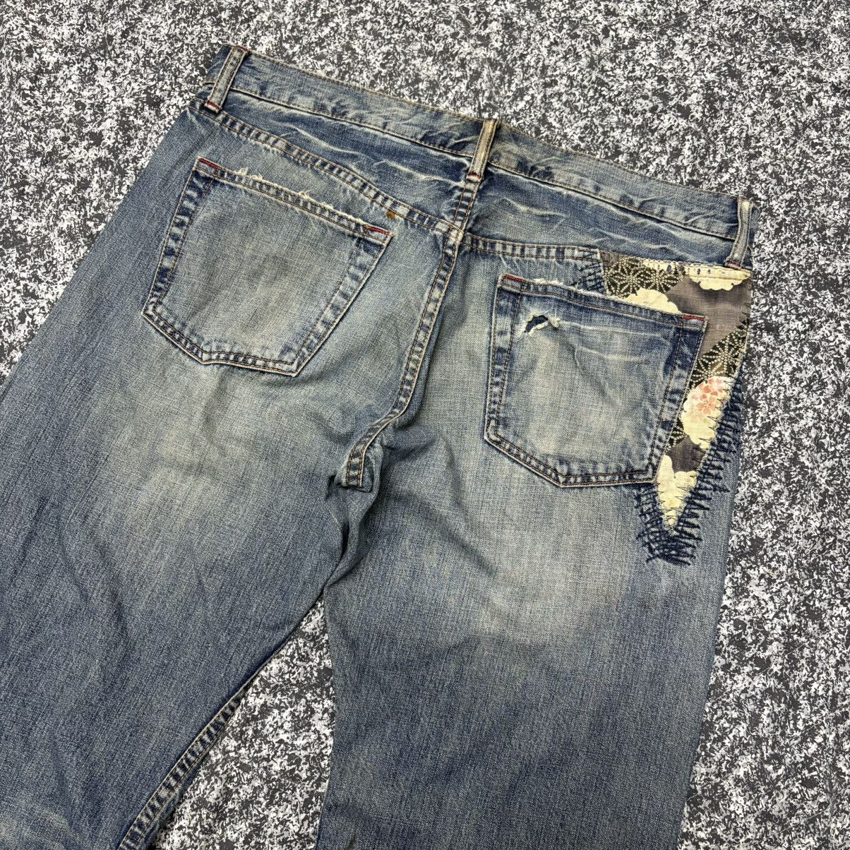 Japanese Brand × Takeo Kikuchi 🔴 Vintage Takeo Kikuchi Patchwork Distressed Denim Jeans 🔴 Size US 36 / EU 52 - 10 Thumbnail