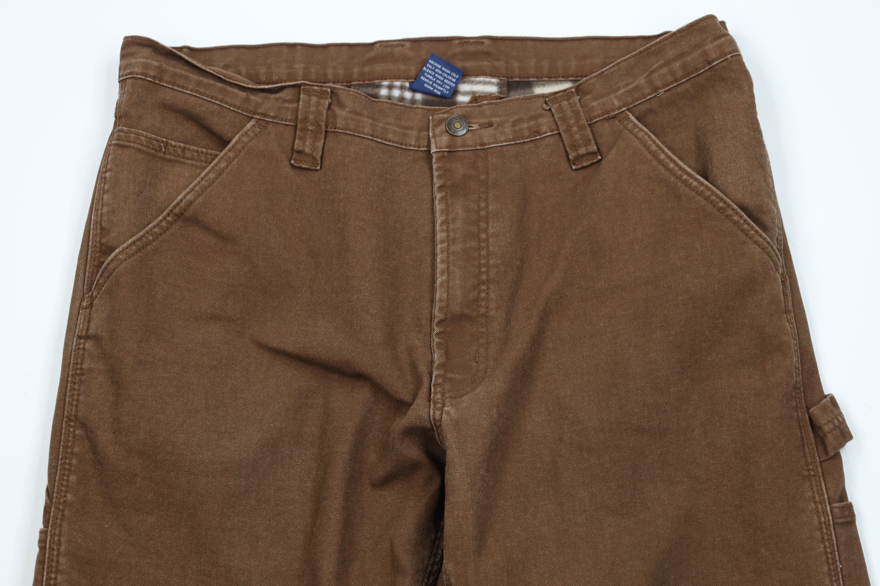 Vintage Vintage Streetwear Fleece Lined Canvas Dungaree Pants Brown Size US 36 / EU 52 - 3 Thumbnail