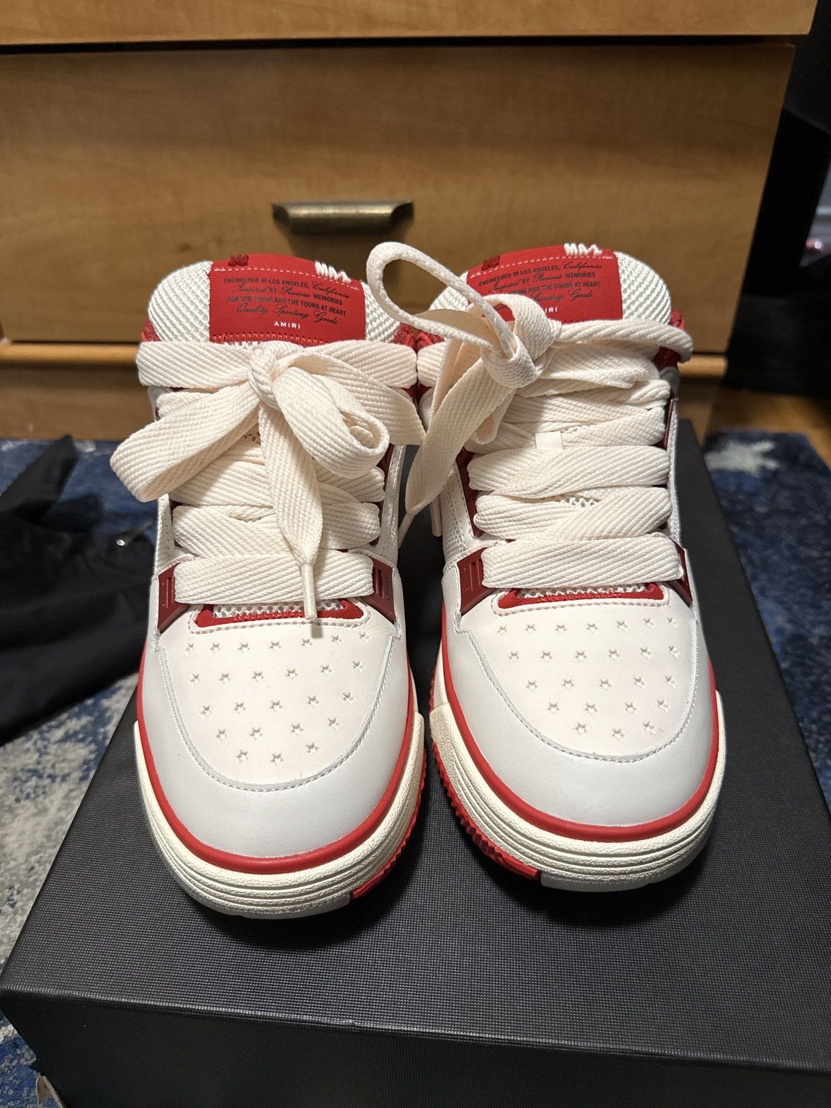 Amiri 2023 Amiri MA-1 Low Top Sneakers in White/Red Size US 10 / EU 43 - 6 Thumbnail