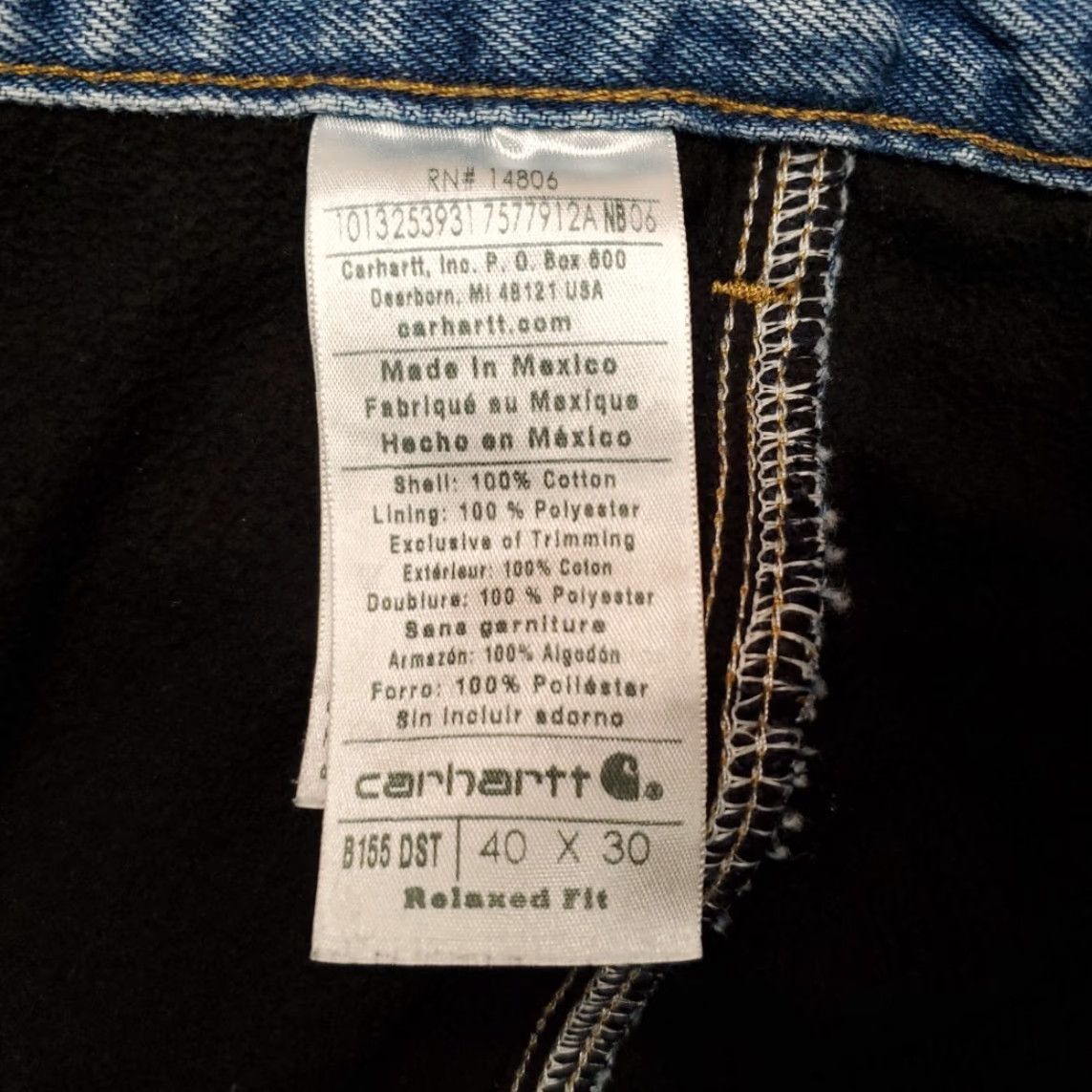 Carhartt VINTAGE Carhartt Jeans Men 40x30 Blue Denim Black Lined Outdoor Work B155 DST Pants Size US 40 / EU 56 - 4 Thumbnail