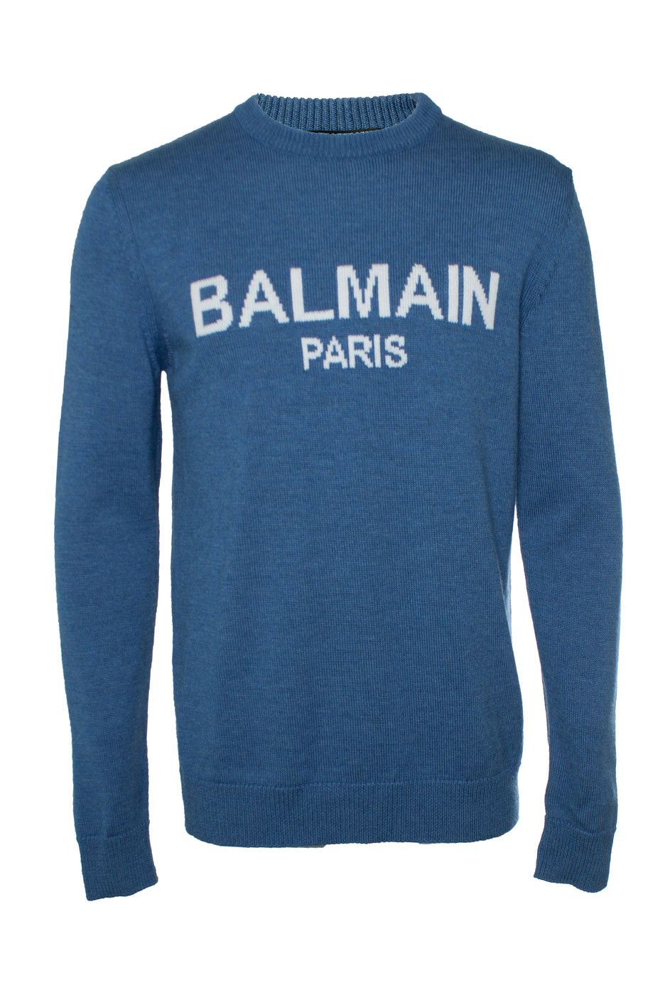 Balmain Logo merino knit jumper in blue