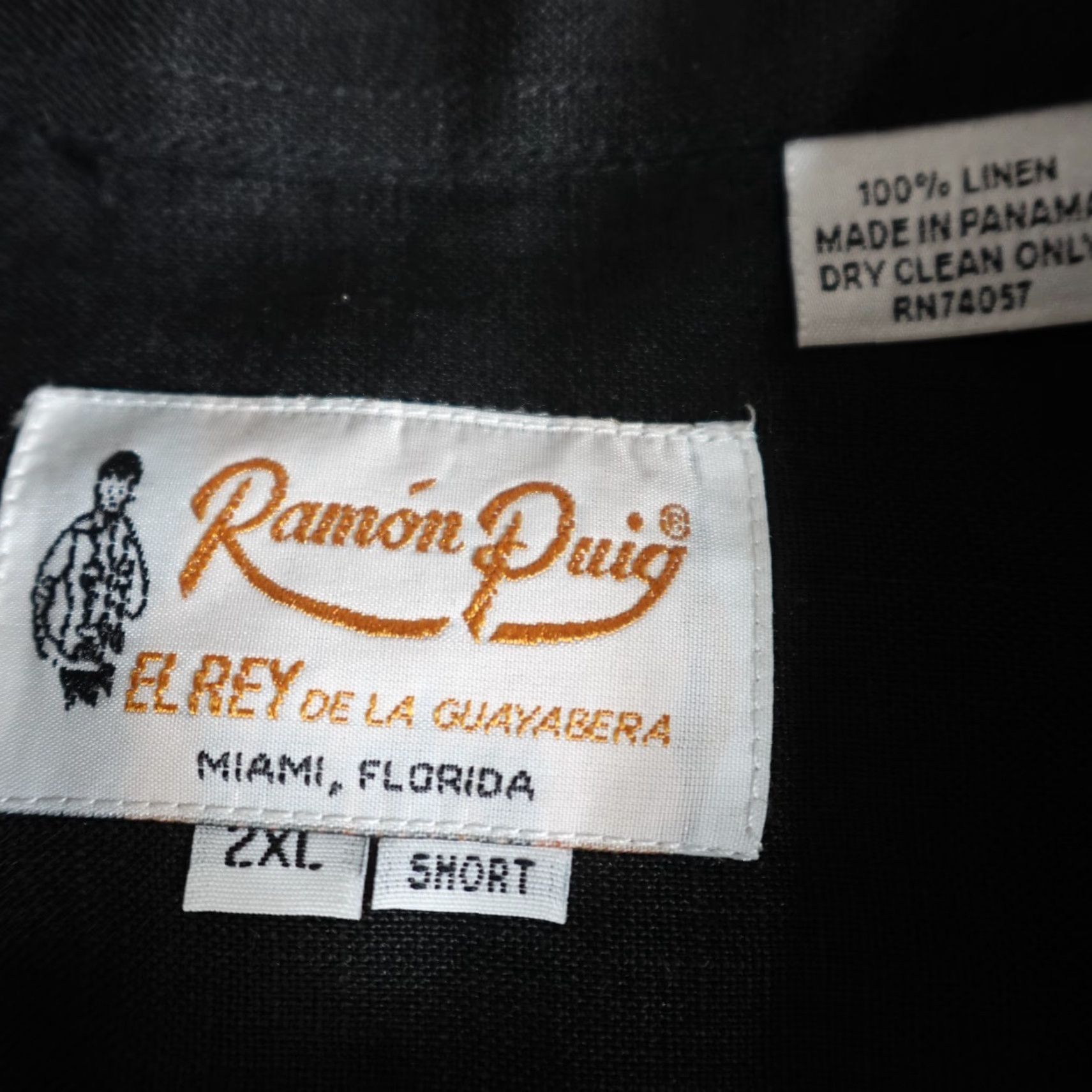 Vintage Ramon Puig Shirt 2XL Short Black Linen Button-Up Size US XXL / EU 58 / 5 - 6 Thumbnail