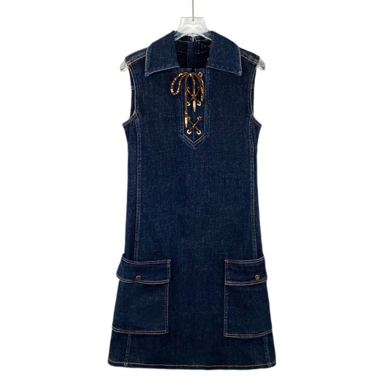 Louis Vuitton Louis Vuitton Sleeveless denim dress with cotton lapels an Size XXS / US 00 / IT 34 - 1 Thumbnail