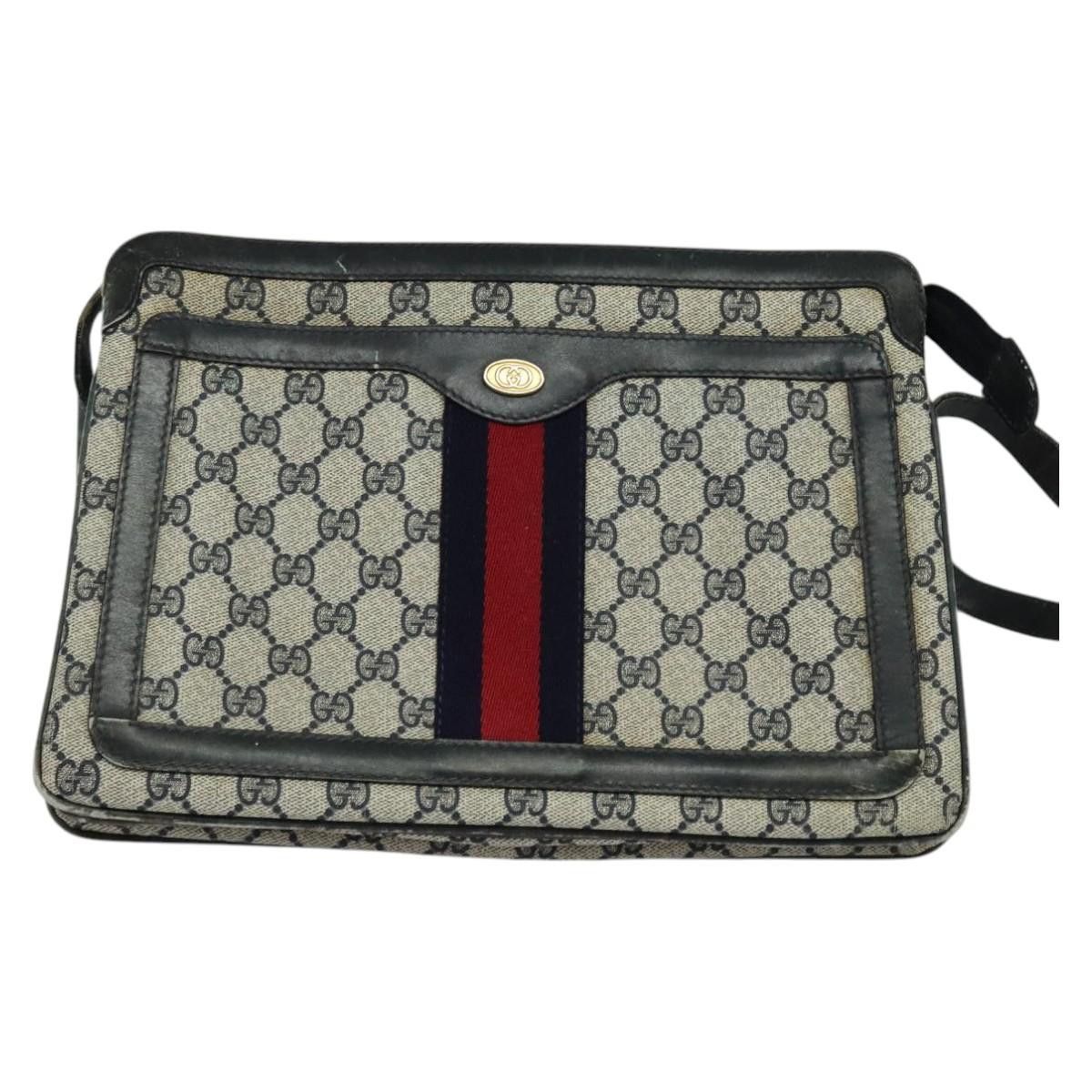 Gucci GUCCI GG Supreme Sherry Line Shoulder Bag Pvc Navy Gold Red Size ONE SIZE - 2 Thumbnail