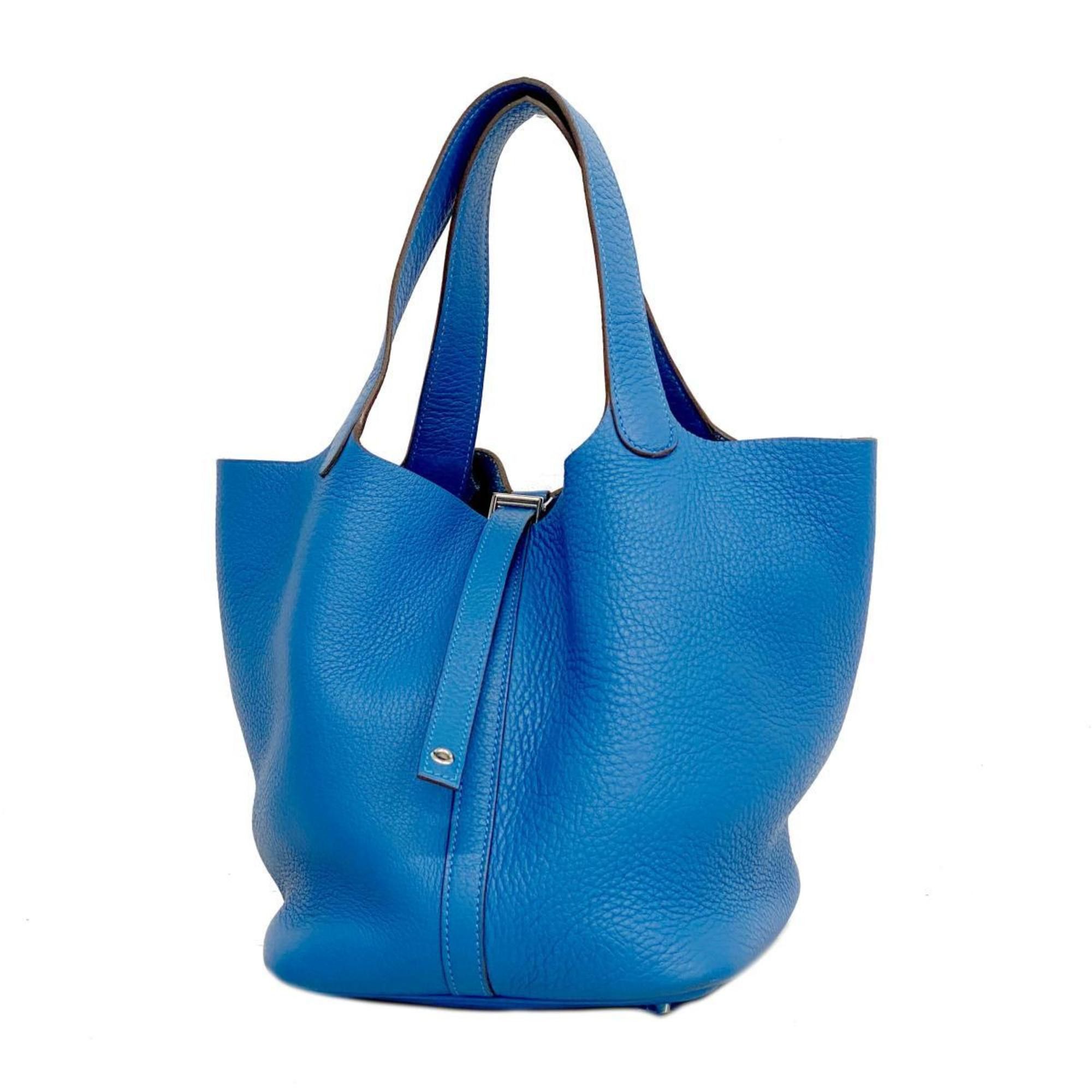 image of Hermes Handbag Picotin Lock Mm □O Stamp Taurillon Clemence Mykonos Women's in Silver