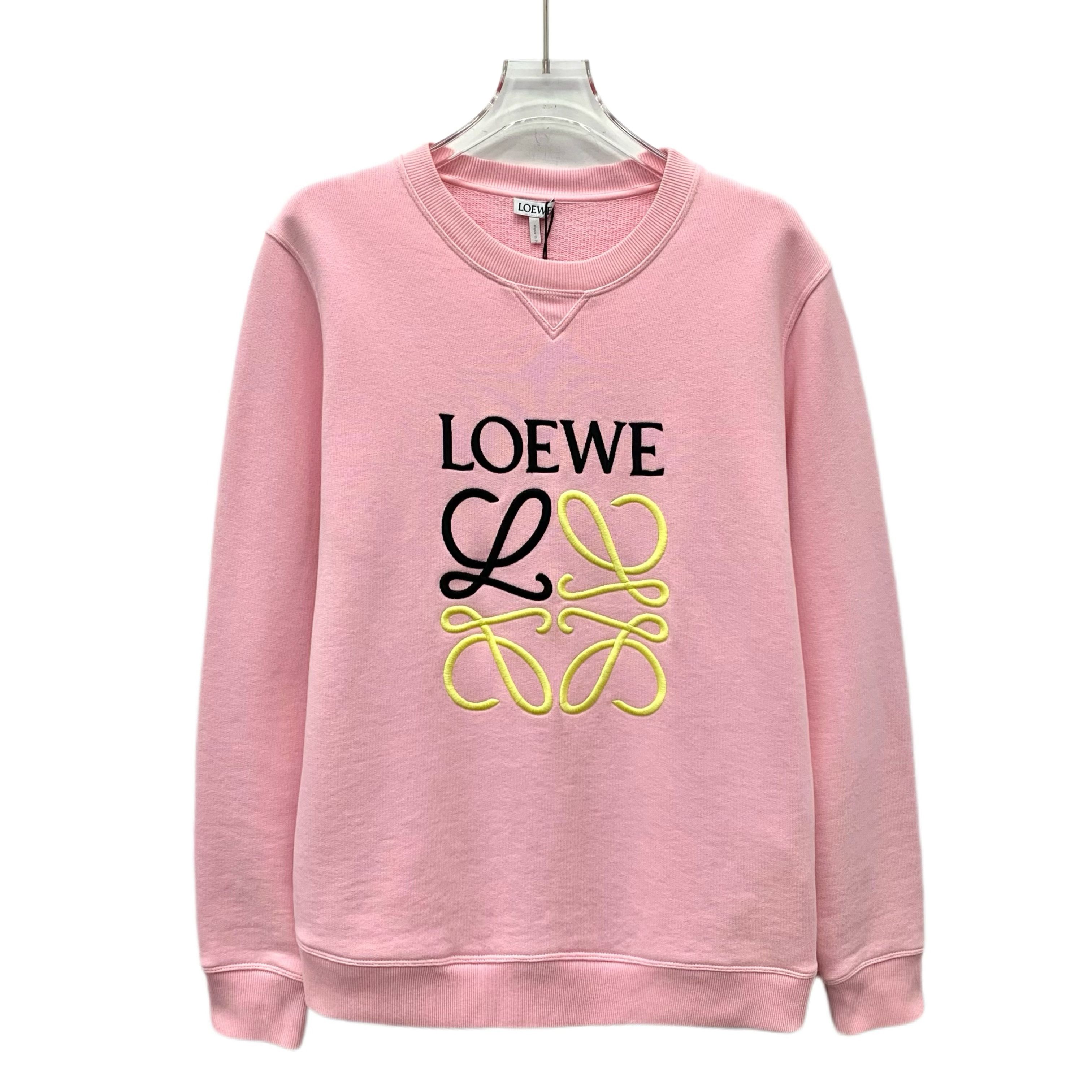 Loewe A级 H29262 罗意威 Loewe 粉色logo刺绣圆领卫衣 S码 95新轻微污渍 Size S / US 4 / IT 40 - 1 Thumbnail
