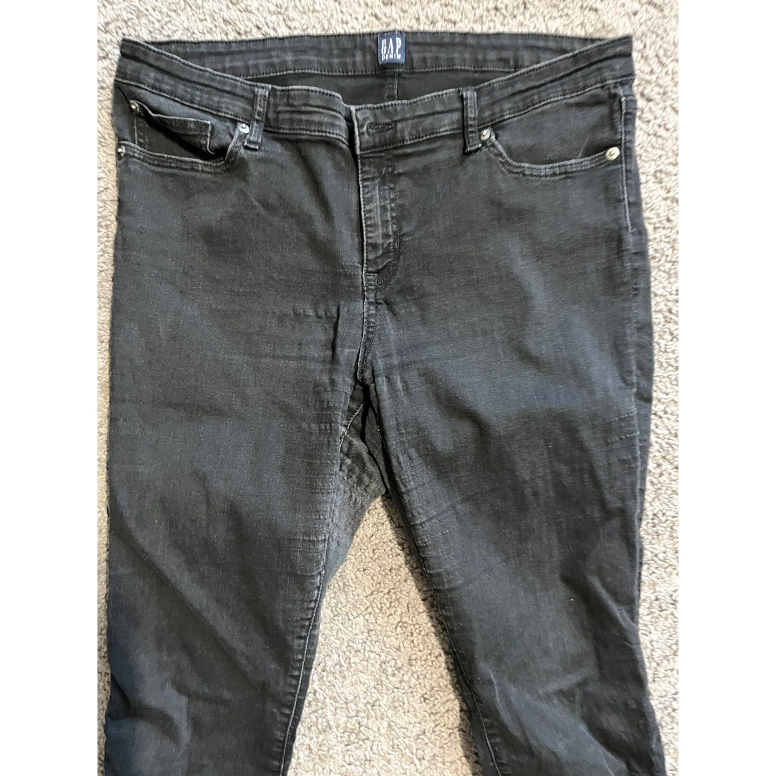 Gap Gap Jeans Jegging Denim 33 Black Solid Women Adult Regular Rise 26in Mid - Brand Gap Womens Jeans 33 Black Solid Size 24" / US 00 / IT 34 - 2 Thumbnail