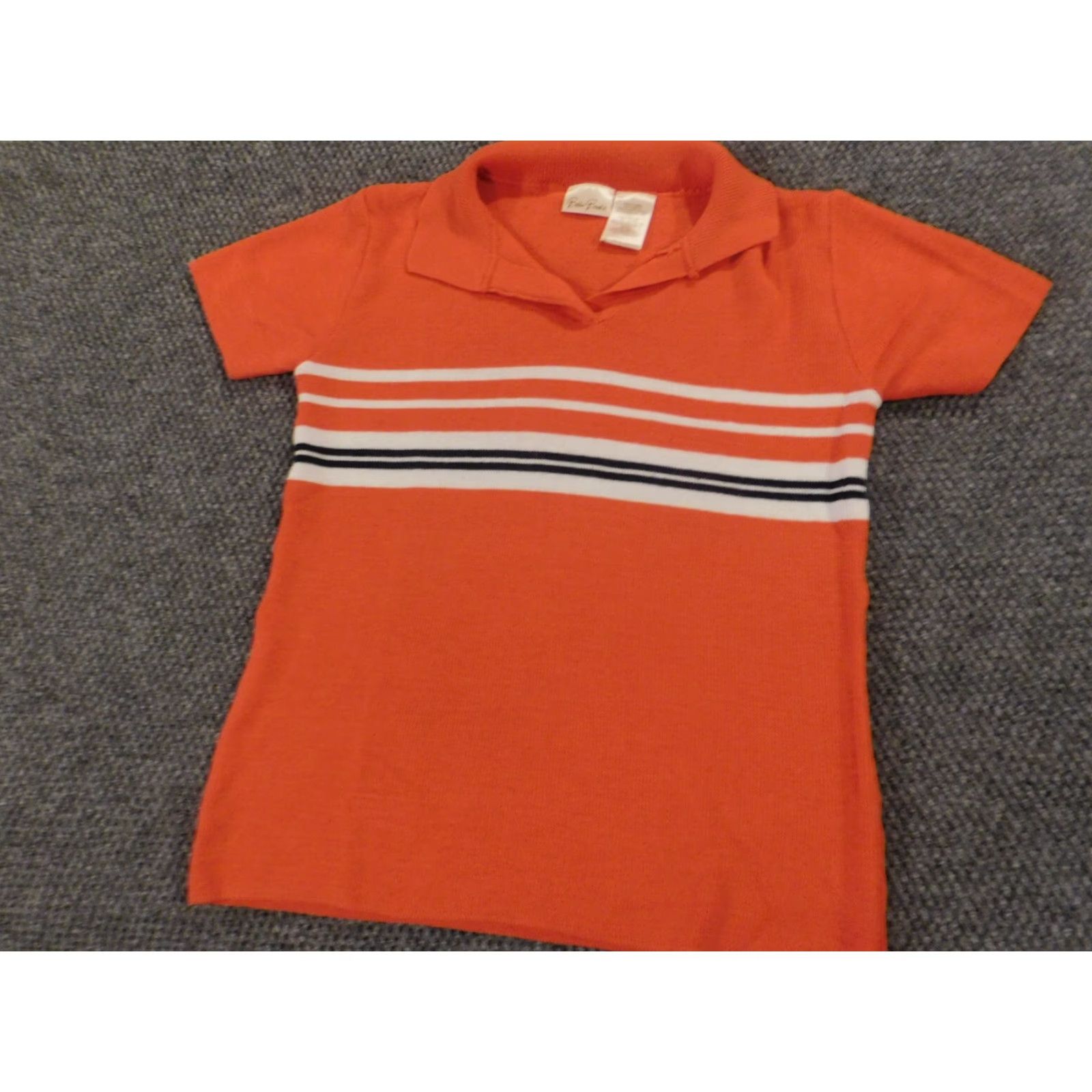 Vintage Bobbie Brooks Blouse Women S Orange Striped Crew Neck Pullover Short Sleeve Cap Sleeve Acrylic Rayon Regular Stretch Casual Vintage: No Size S / US 4 / IT 40 - 2 Thumbnail