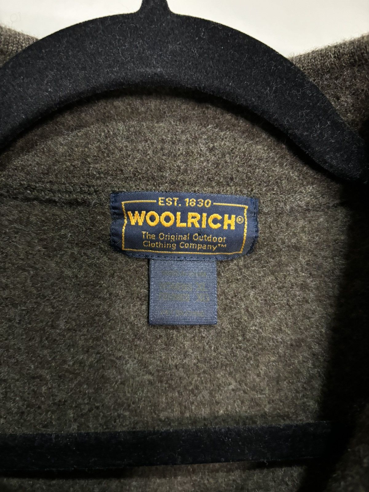 Vintage × Woolrich Woolen Mills Vintage 1990s Woolrich Khaki Green Wool Zip-Up Sweater Size XS / US 0-2 / IT 36-38 - 3 Thumbnail