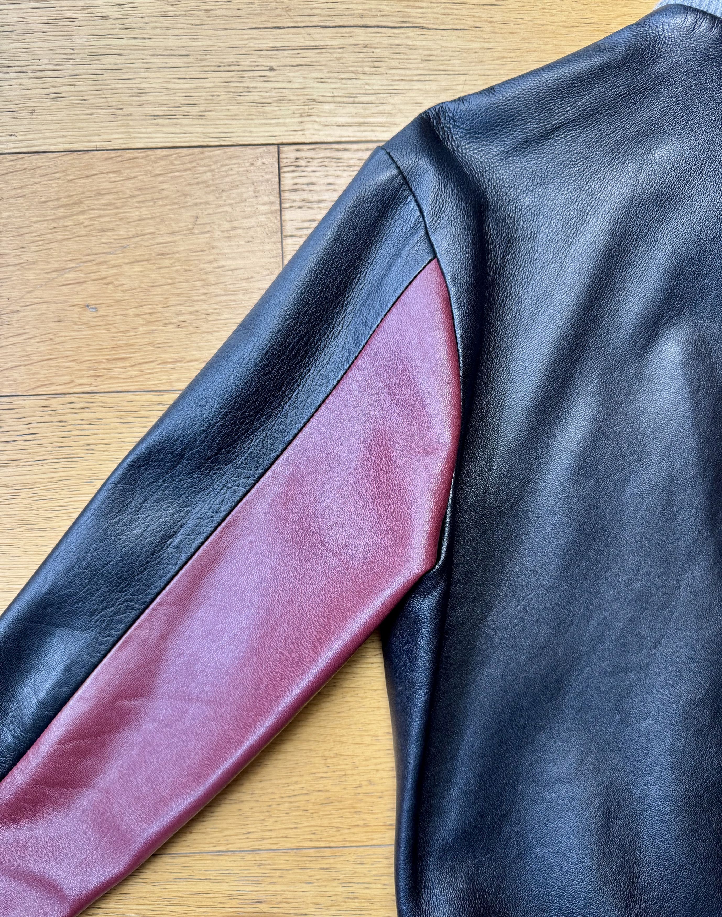 Darren Romanelli DRx Romanelli Leather Varsity Jacket Burgundy/Black (S) Size US S / EU 44-46 / 1 - 8 Thumbnail