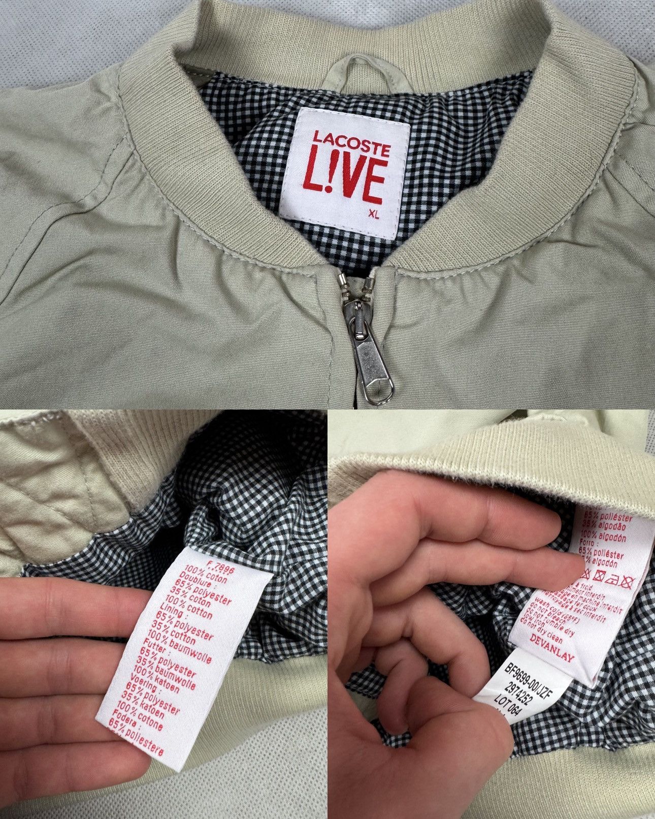 Lacoste Lacoste Live Beige Cotton Full Zip Bomber Jacket XL Size XL / US 12-14 / IT 48-50 - 2 Thumbnail