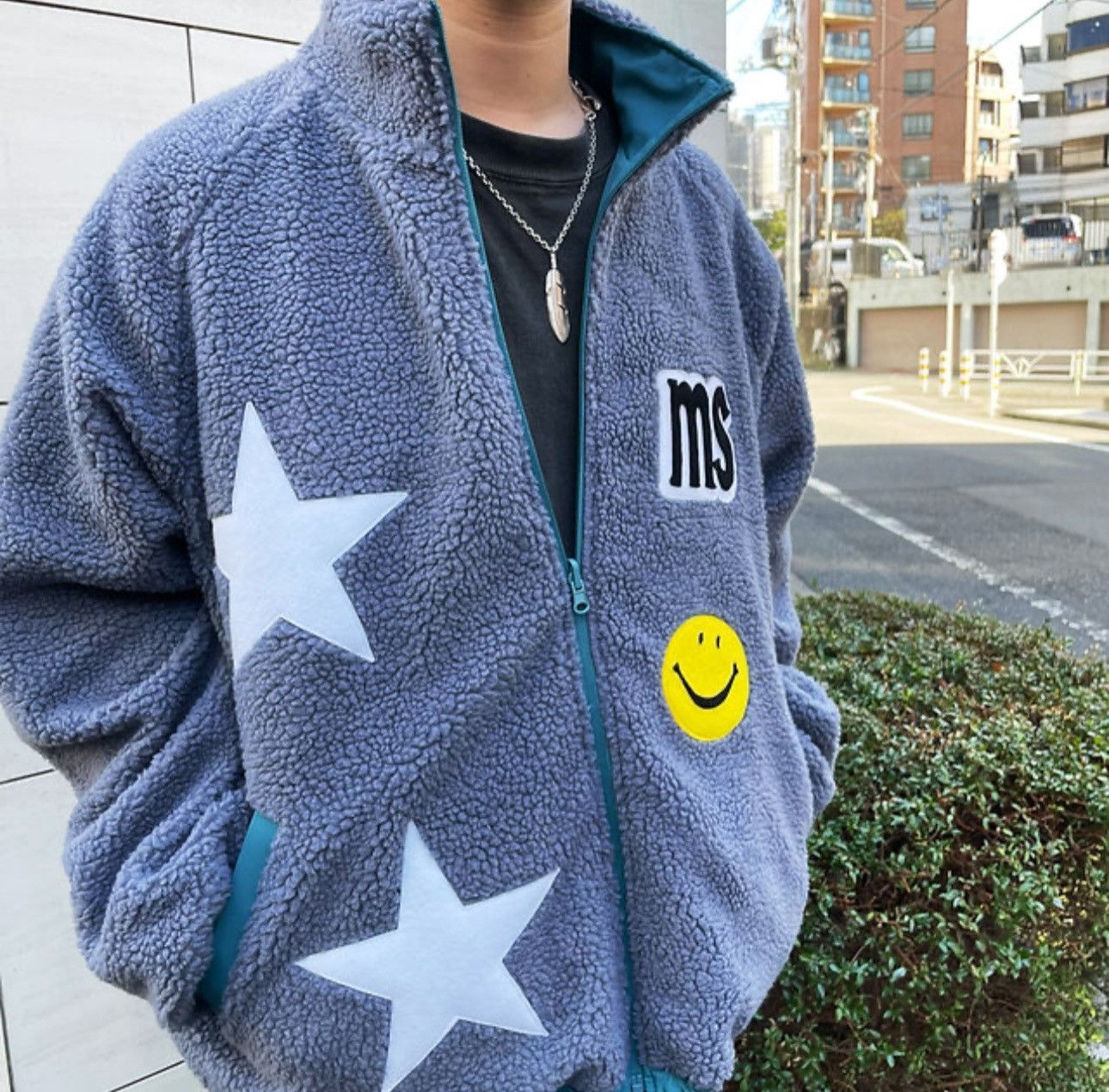 Japanese Brand × Mindseeker Mindseeker 80s Hand Patch Reversible Boa Fleece Jacket Size US S / EU 44-46 / 1 - 6 Thumbnail