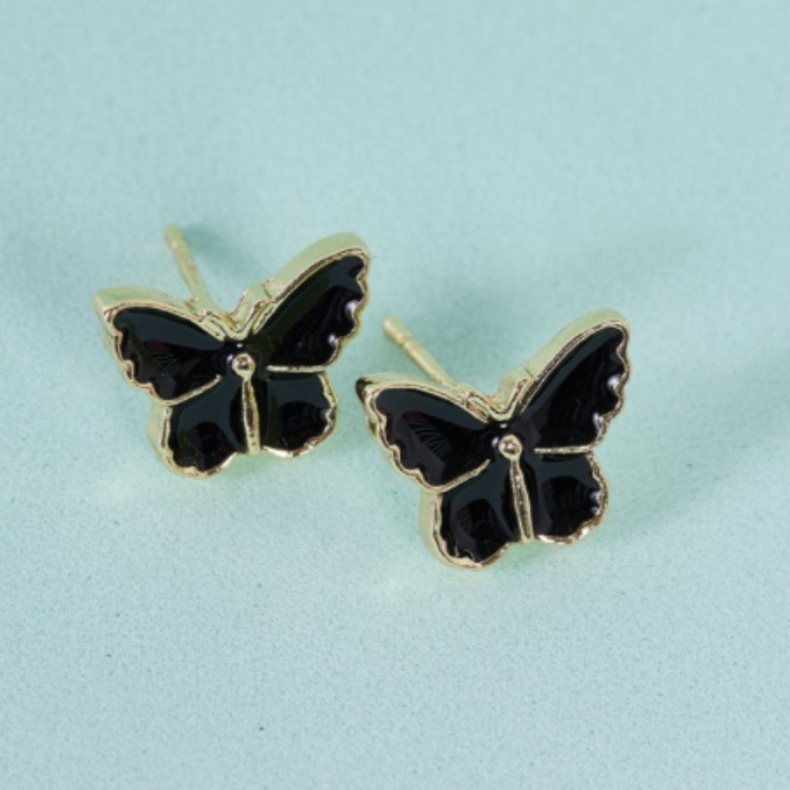 Other Gold & Black Butterfly Shaped Stud Earrings Size ONE SIZE - 3 Thumbnail