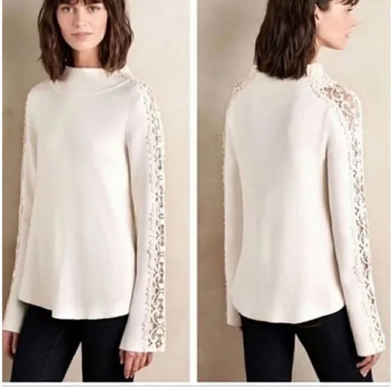 Anthropologie Knitted & Knotted Cashmere Blend Crochet Sweater Women Small Size S / US 4 / IT 40 - 1 Thumbnail