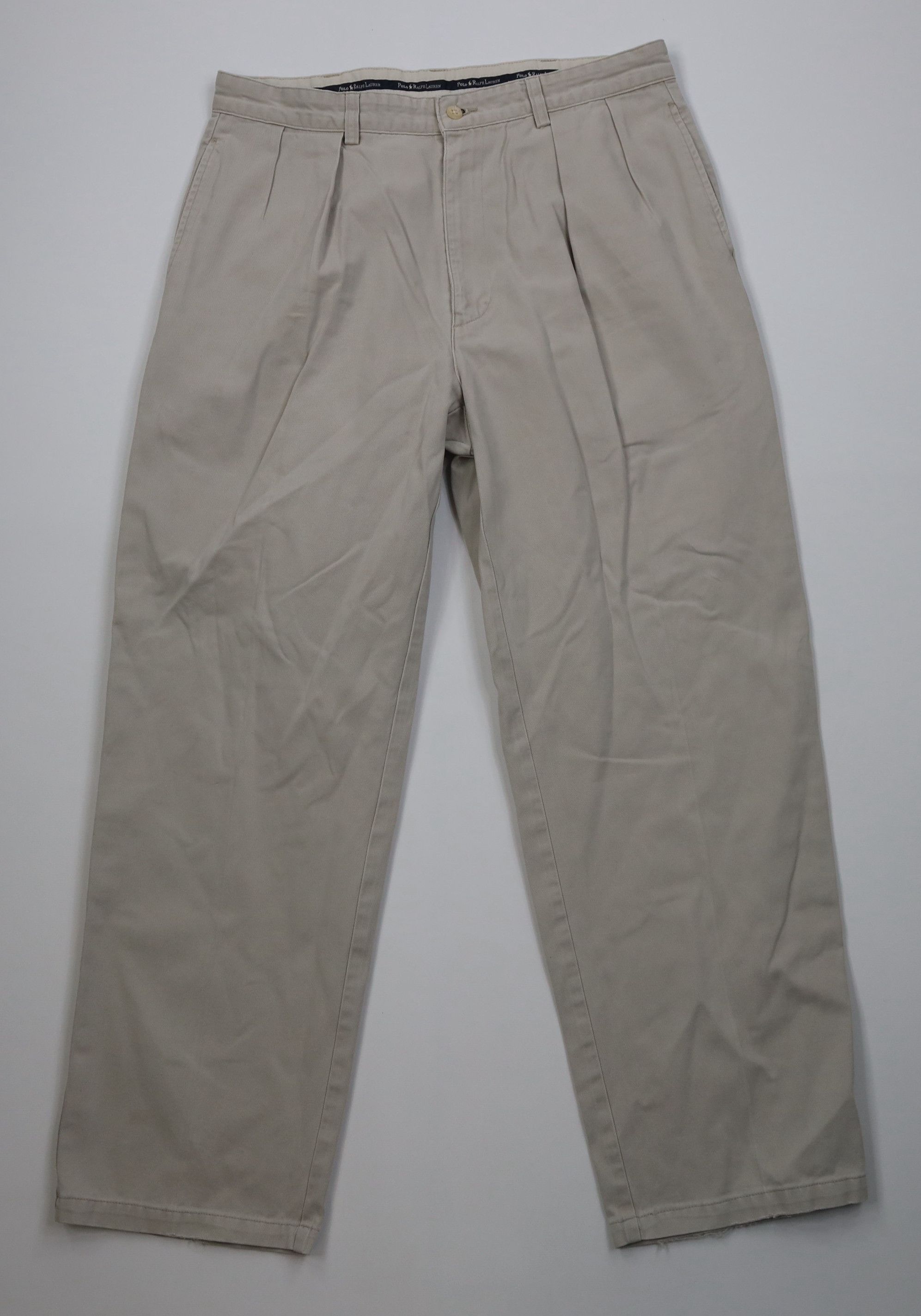 Ralph Lauren Vintage 90s Ralph Lauren Wide Leg Chino Pants Beige Cotton Size US 34 / EU 50 - 1 Thumbnail