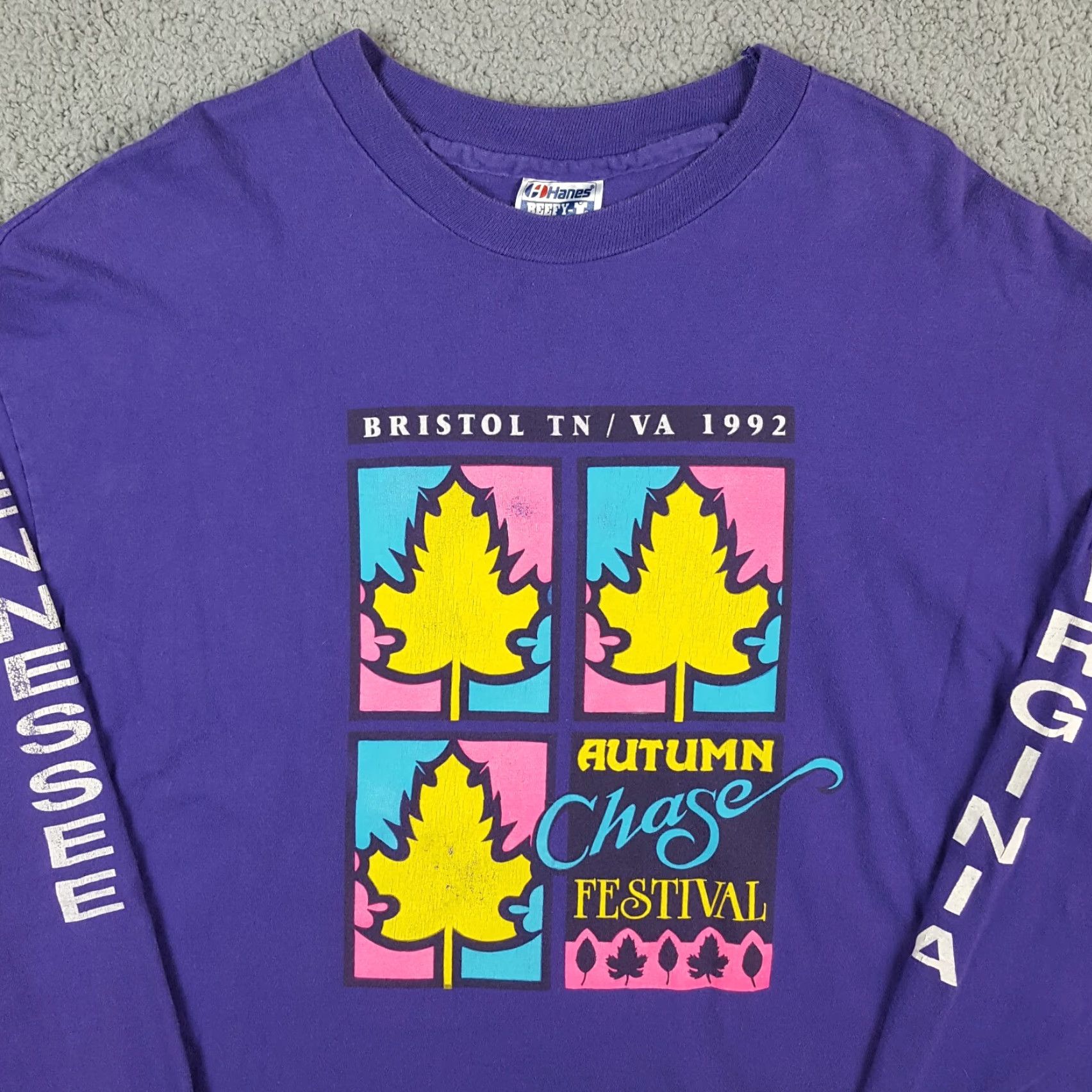 Hanes Vintage Hanes 90s T-Shirt Men XL Autumn Festival Nature Cotton Purple Y2K Vintage Outdoor Market Size US XL / EU 56 / 4 - 2 Thumbnail