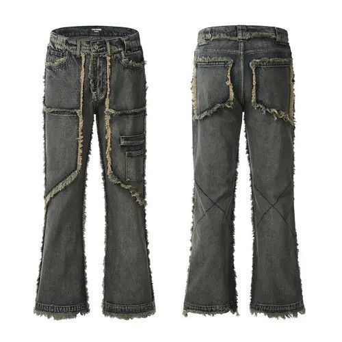 VIBE Vintage Raw Jeans Trousers y2k holes pockets streetwear Size US 32 / EU 48 - 4 Thumbnail